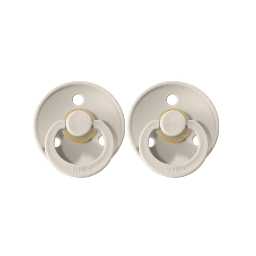 BIBS Round Pacifier for Babies - 2 Pack, Size 3 (6-18 Months) - Natural Rubber Orthodontic Soother for Newborns & Infants - Perfect for Daycare, Travel & Sleep Time