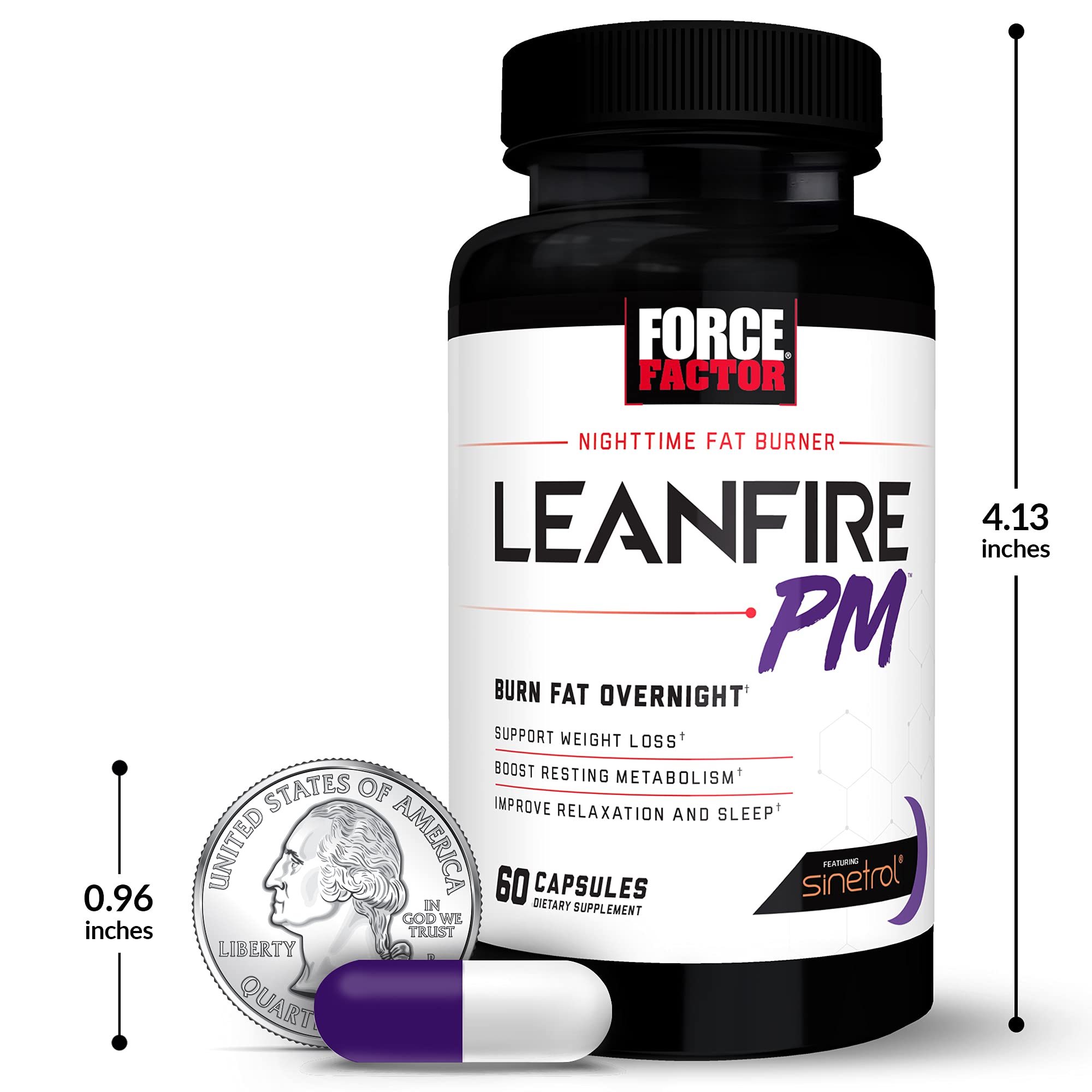 Force Factor LeanFire PM - Premium Weight Loss Pills for Women & Men | Fat Burner & Metabolism Booster with Melatonin | 60 Capsules (2-Pack) | Supports Overnight Fat Burning & Better Sleep | Ideal for Nighttime Weight Management & Fitness Goals