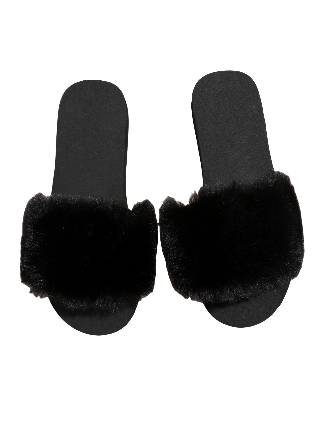 GORGLITTER Women's Fuzzy Fluffy Slippers - Open Toe Plush House Shoes for Indoor Comfort, Cozy Home Wear & Relaxation