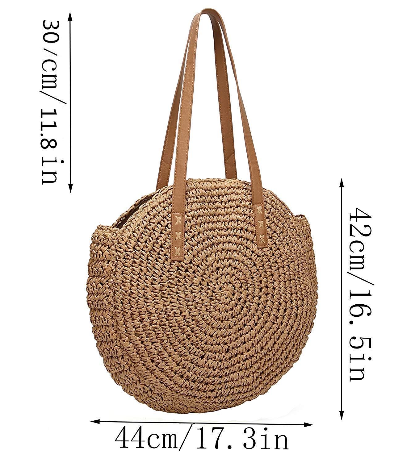 Handwoven Natural Rattan Round Straw Bag for Women - Summer Beach Shoulder Bag & Crossbody Purse | Perfect for Vacation, Pool Parties, and Outdoor Adventures