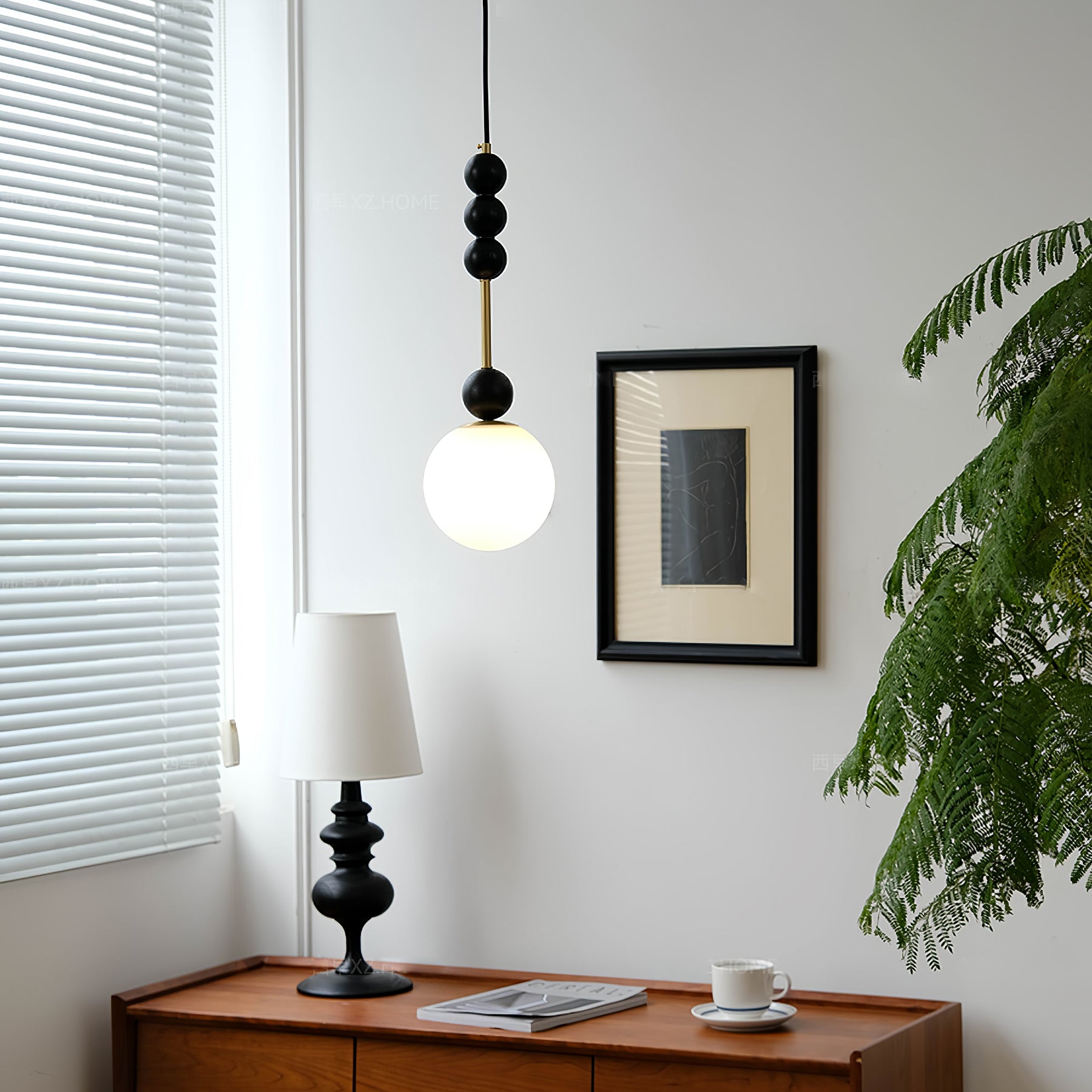 Modern Bola Pendant Lamp - Handwoven Rattan Hanging Light Fixture for Dining Room, Kitchen Island, Bedroom & Living Room Decor