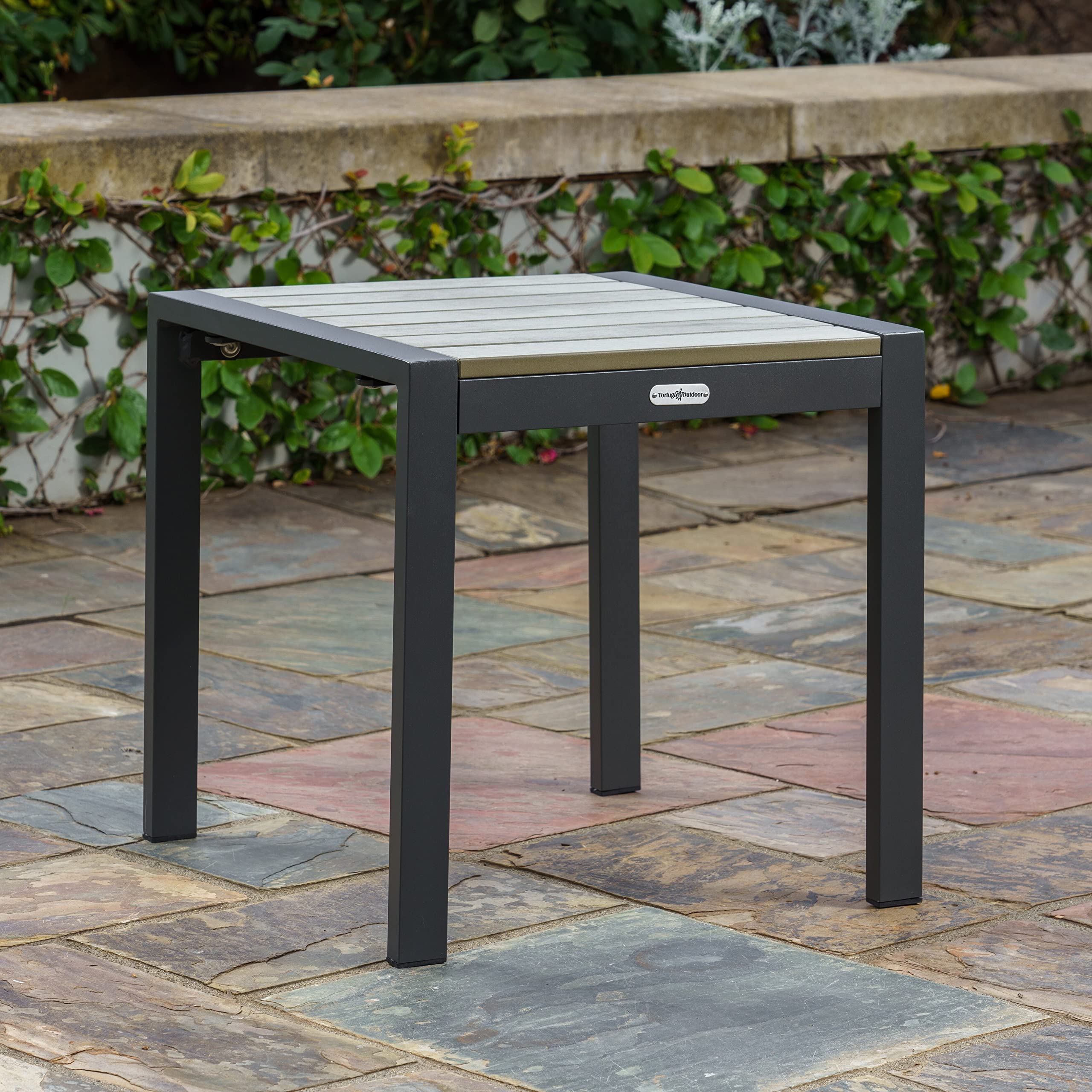 Tortuga Outdoor Lakeview Side Patio Table - Charcoal Finish | Durable Outdoor Side Table for Pool, Deck, Garden & Patio Furniture