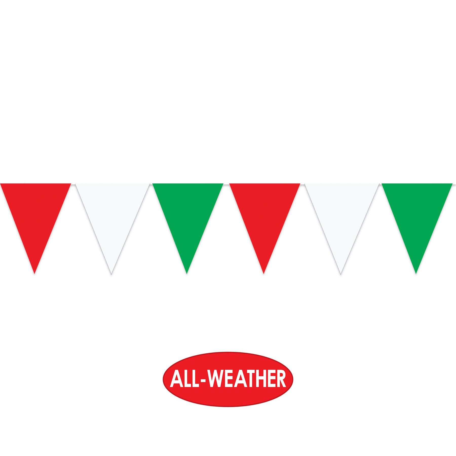 12 Pack Beistle 30 ft. Red White Green Party Pennant Banner - Perfect for Christmas, Birthday, Graduation & Holiday Decorations