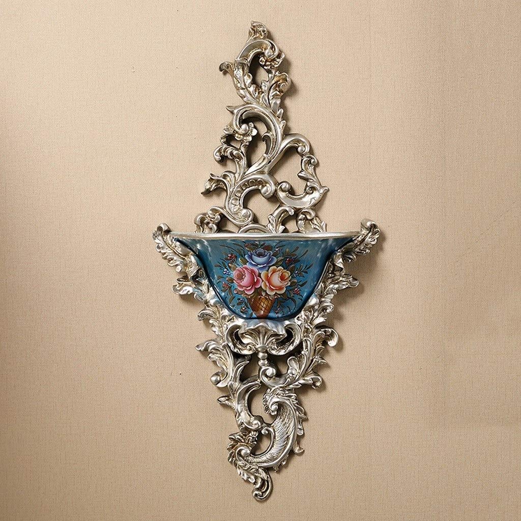 LIUSHI Blue Wall Sculpture - Creative Home Decor, Flower Pot Pendant, Wall Hanging Statue for Living Room & Bedroom Background Decoration (Size B)