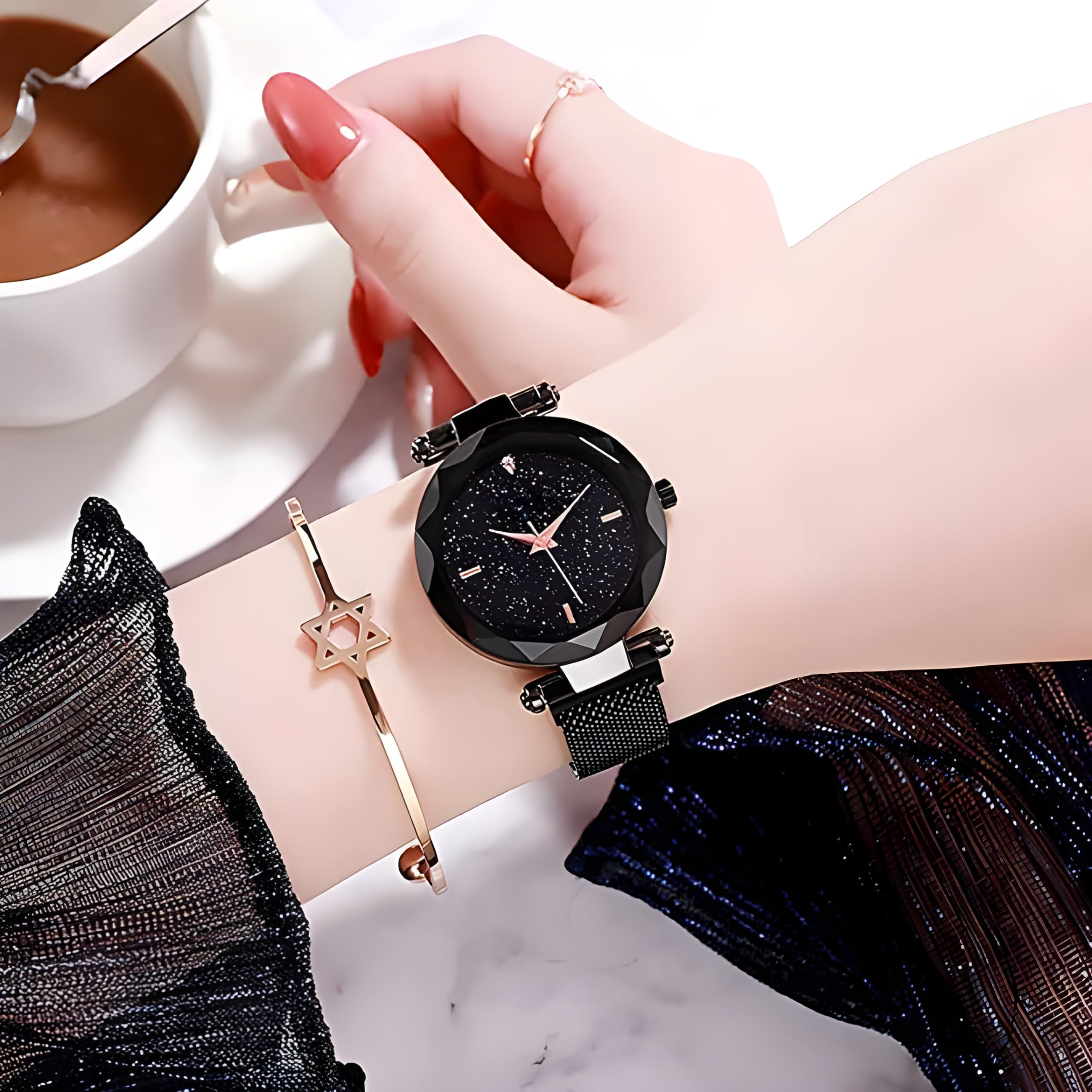 STYLEFLIX Casual Analog Women's Round Diamond Watch - Fashionable & Elegant Timepiece for Everyday Wear, Office, and Special Occasions