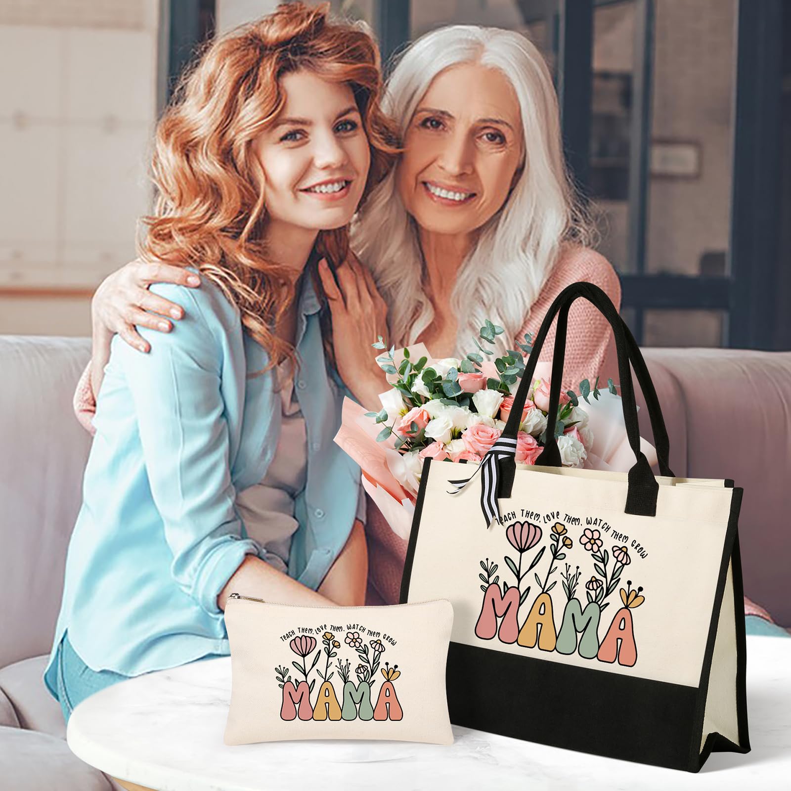 Personalized Canvas Tote Bag for Women - Perfect Birthday, Mother's Day & Christmas Gift from Daughter or Son | Makeup Bag, Shopping Tote & Everyday Carryall