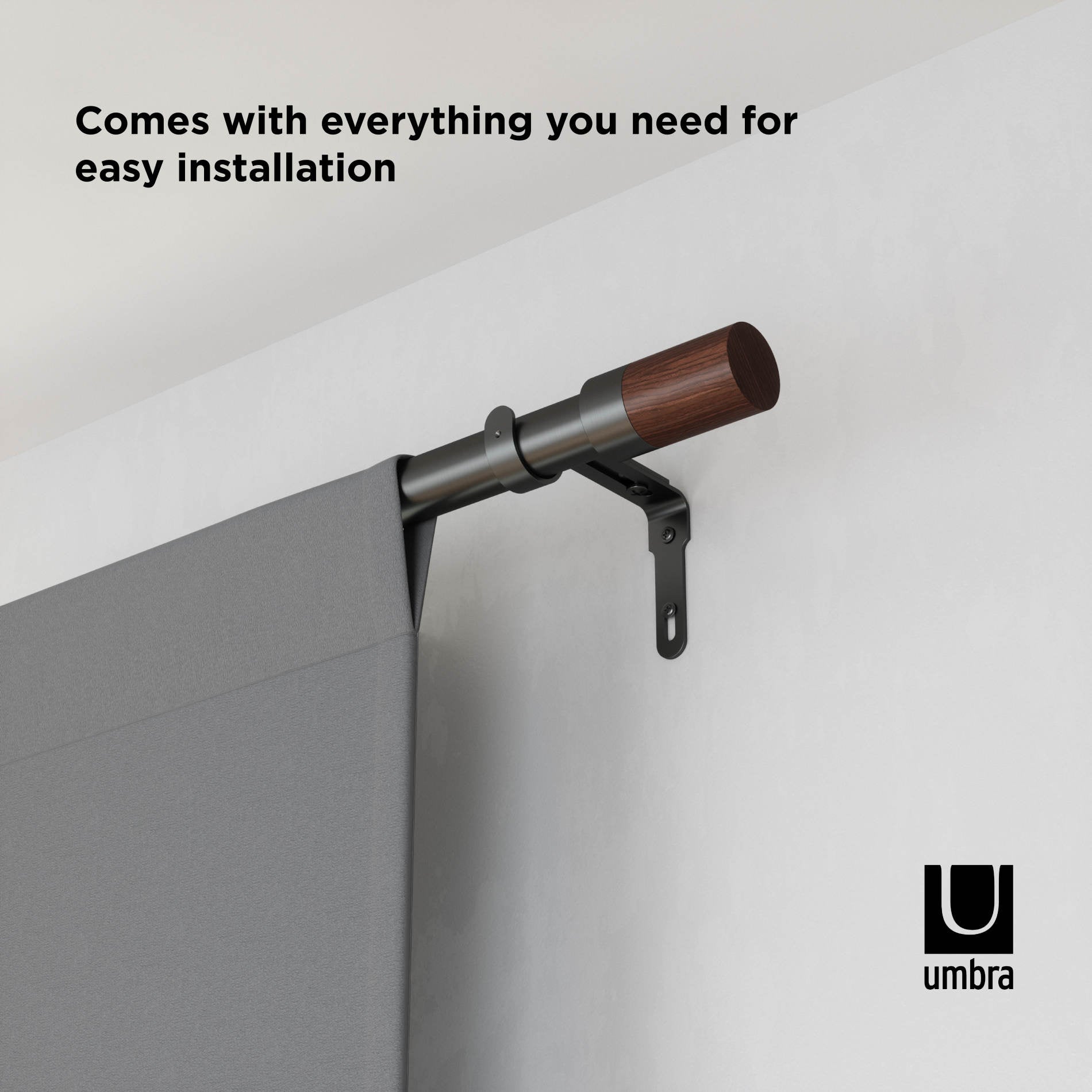Blok Curtain Rod - Adjustable Modern Window Curtain Rod for Home Decor | Perfect for Living Room, Bedroom & Dorm Room