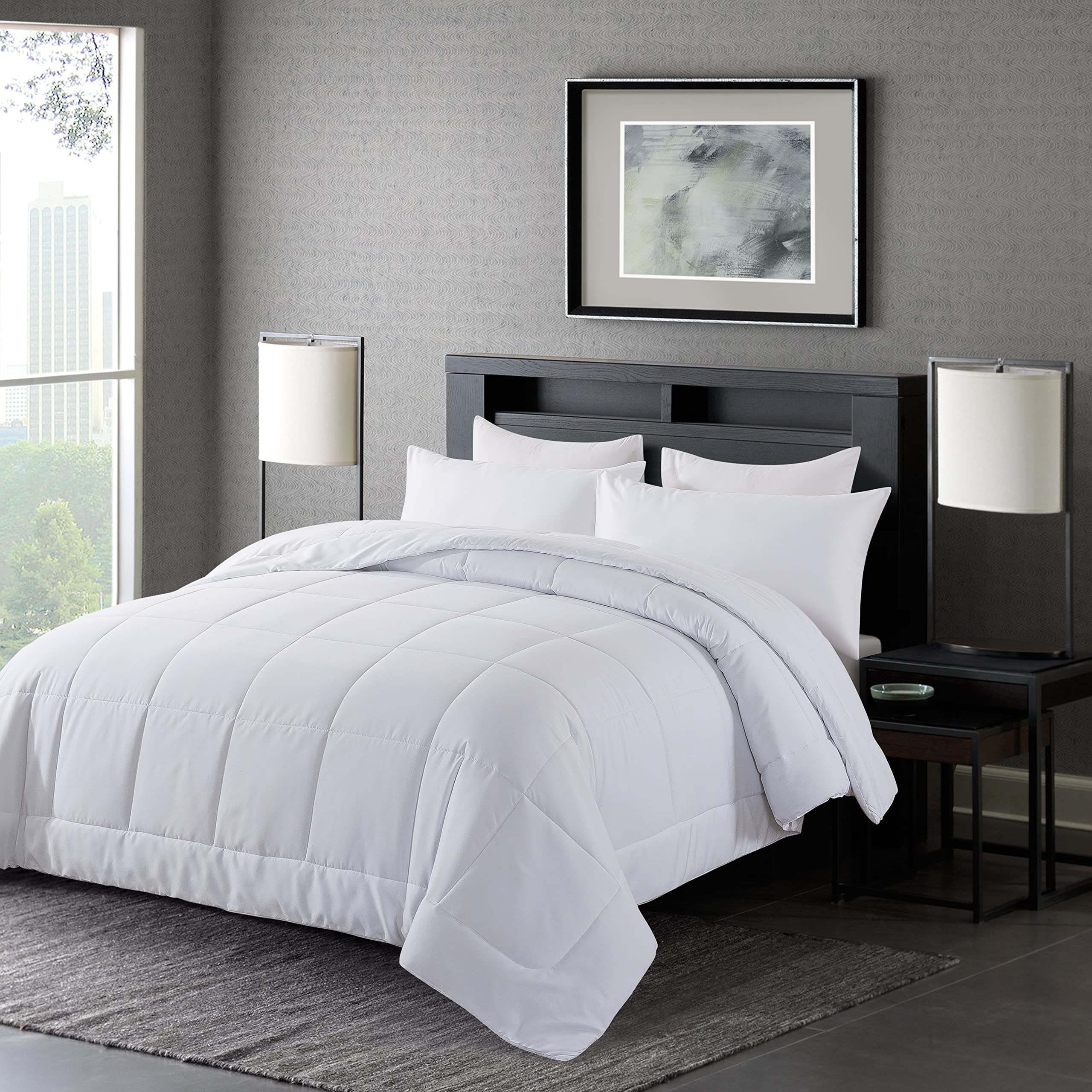DOWNCOOL King Size Comforter Set - 3 Piece All Season Bedding with Pillow Cases for Cozy Sleep