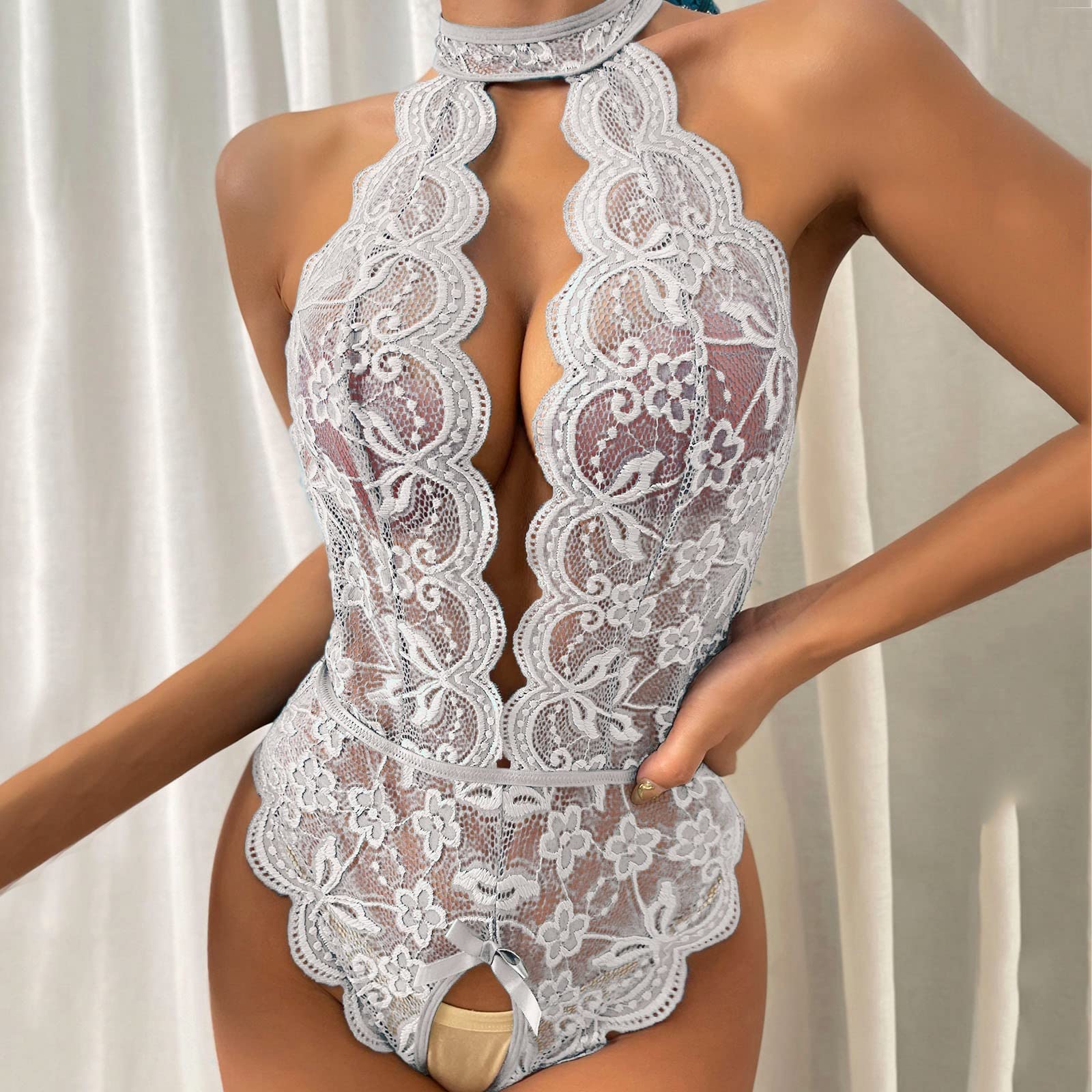 Sexy Red Plaid Lace Bandage Lingerie Set for Women - Roleplay Costume for Valentine's Day, Boudoir Photography & Romantic Nights