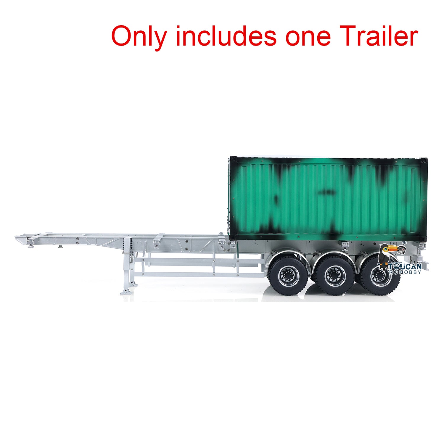 1/14 Scale RC Tractor Metal Frame Trailer with 3 Axles - 40 Feet Container Assembled Model for Radio Controlled Trucks | Perfect for RC Construction Site Scenes & Truck Enthusiast Displays