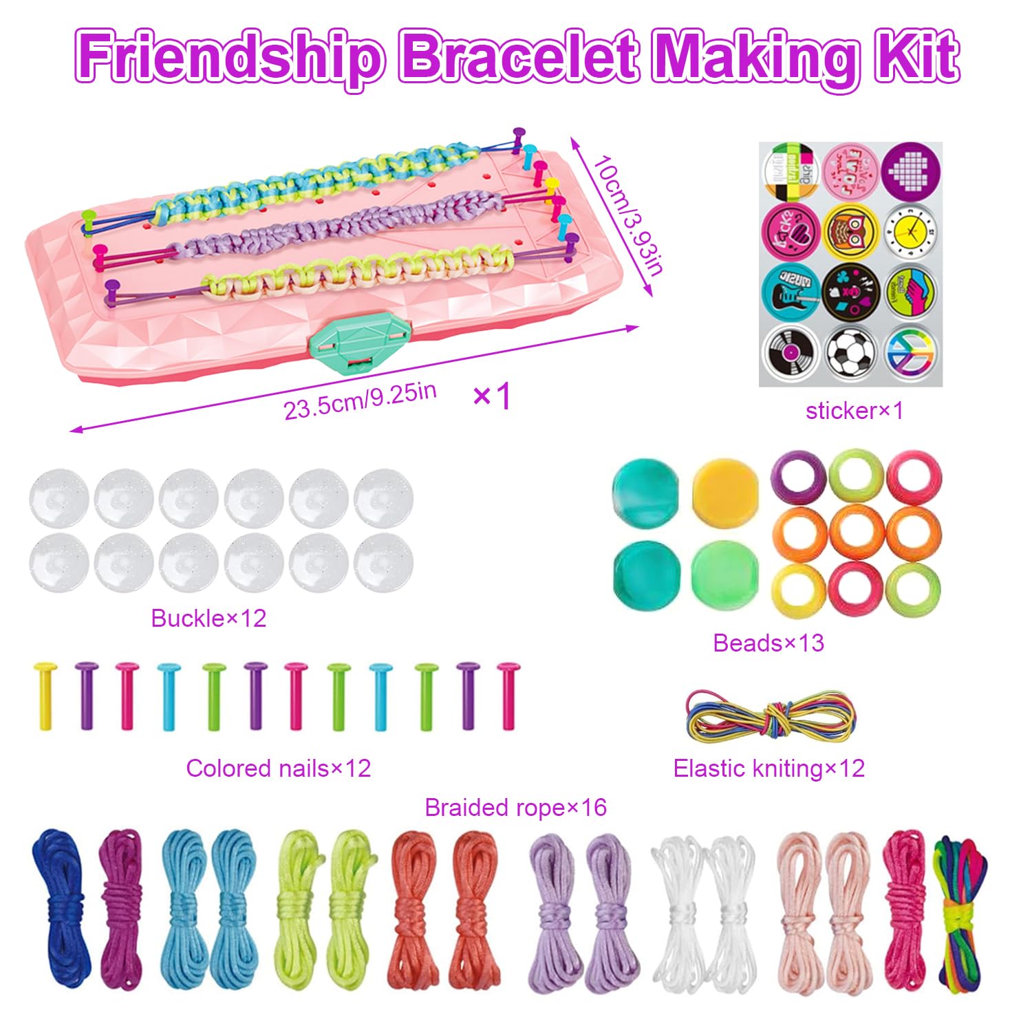 DIY Friendship Bracelet Kit for Kids - Elastic Beading & Braiding Craft Set - Creative Art Gift for Birthdays, Parties & Summer Camp Activities