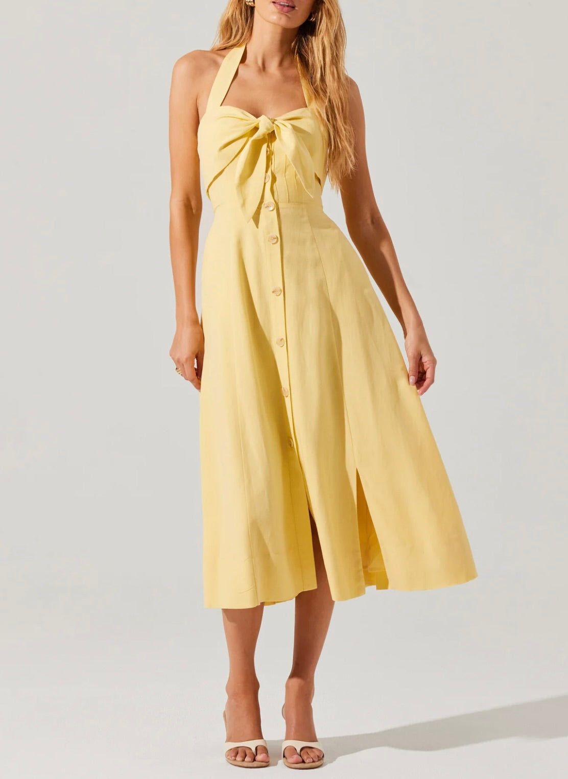 Elegant Katherine Halter Neck Dress for Women - Summer Party, Wedding & Evening Occasions | Flowy Chiffon Maxi Dress with Backless Design