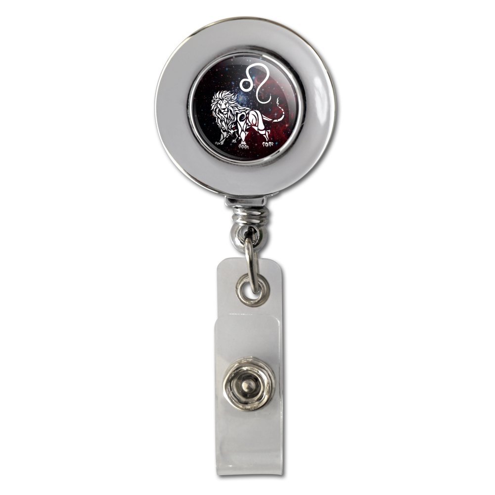 Leo Lion Zodiac ID Badge Holder - Space Horoscope Design for Work & Events