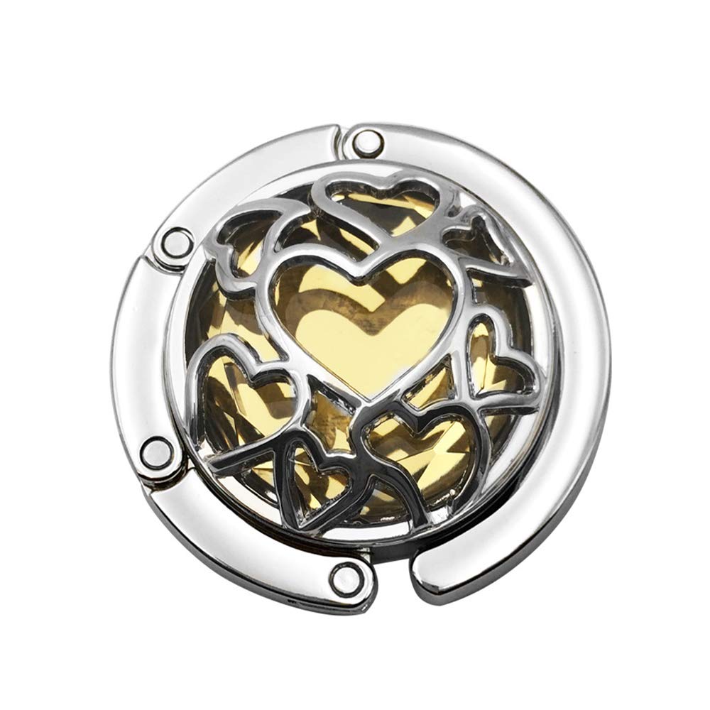 Elegant Foldable Purse Hook Hanger - Hollow Heart Design, Handbag & Table Hanger Holder for Restaurants, Travel, and Home Organization