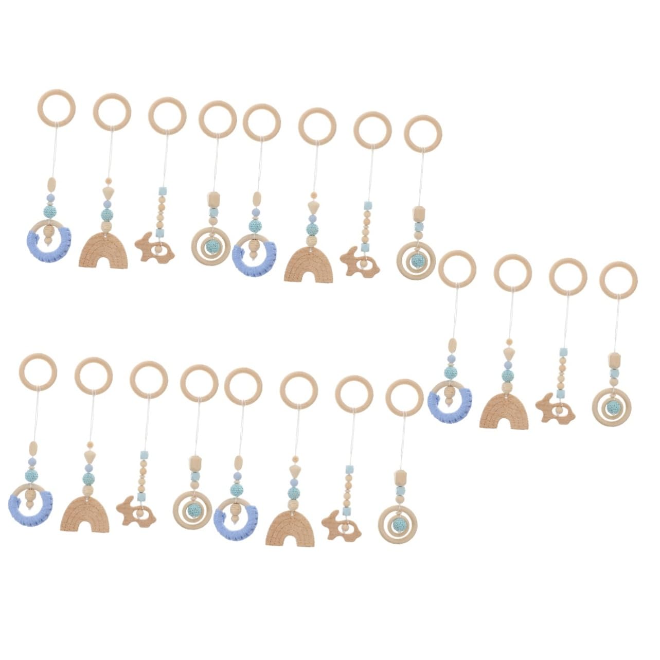 Wakauto 20 Pcs Wooden Baby Gym Rack Toys - Hanging Chew Toys for Newborns & Infants, Montessori Sensory Play, Nursery Decor & Play Gym Accessories | Perfect for Crib, Stroller & Tummy Time Play