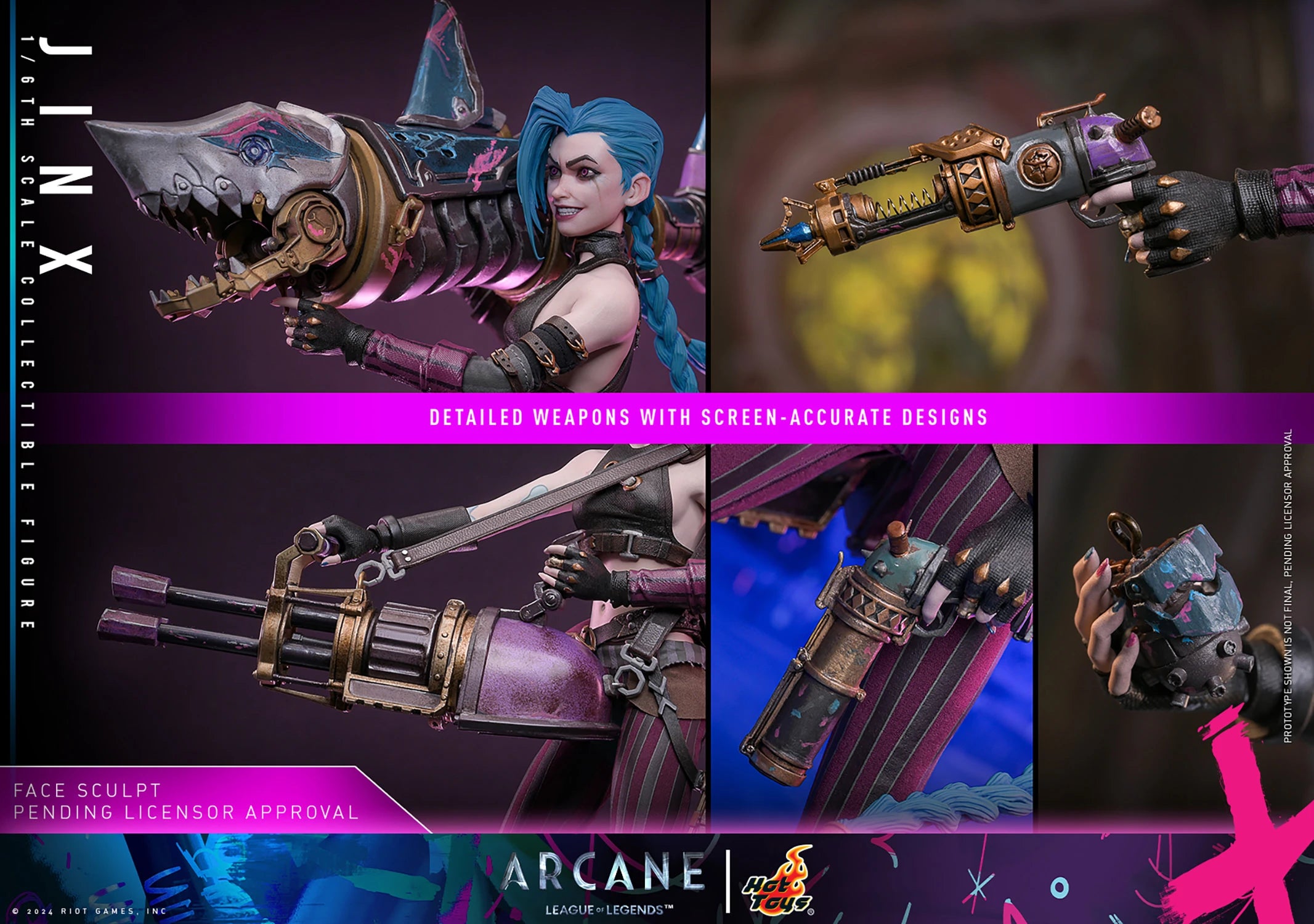 Hot Toys TMS137 LOL Arcane Jinx 1/6 Scale Collectible Action Figure - Perfect for Display, Cosplay Inspiration, and League of Legends Fans