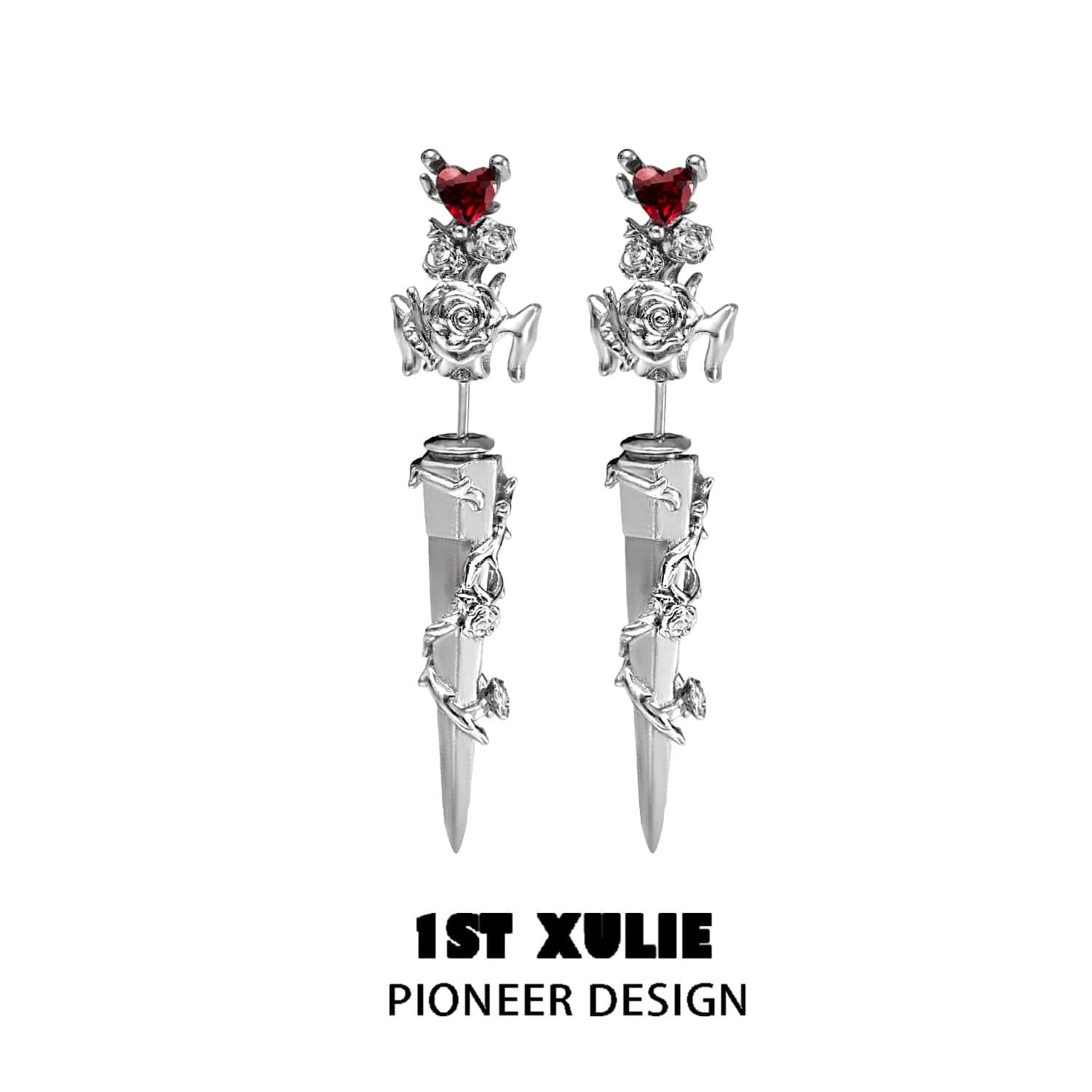 1 pair of silver earrings