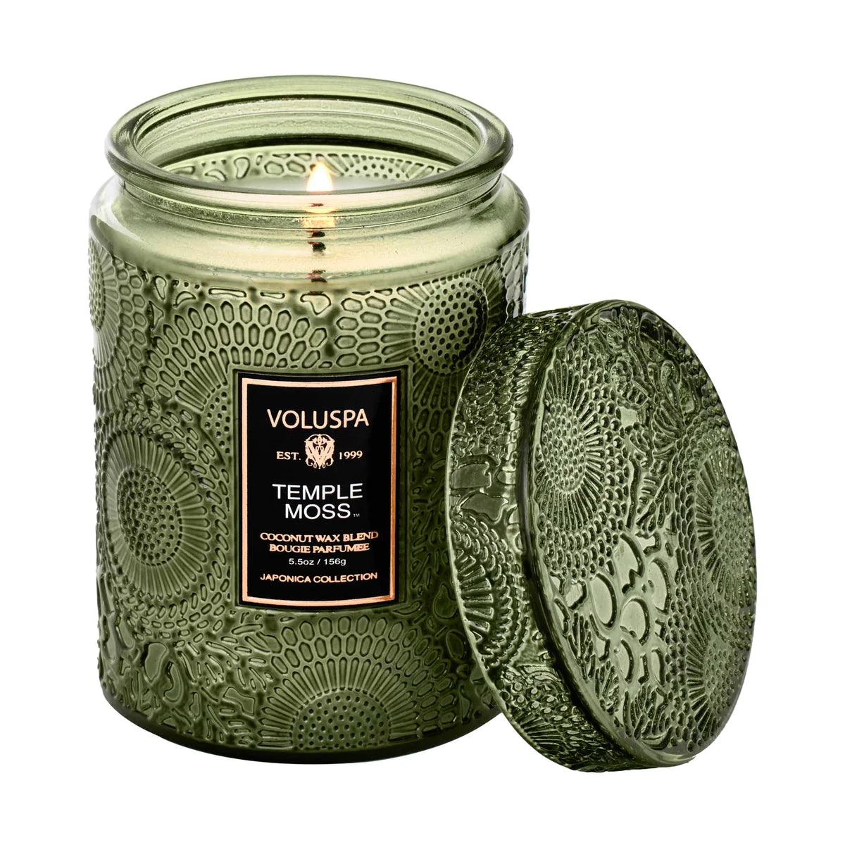Temple Moss Small Jar Candle - Natural Soy Wax Aromatherapy Candle for Home, Meditation & Relaxation - Perfect for Bedroom, Bathroom & Yoga Space