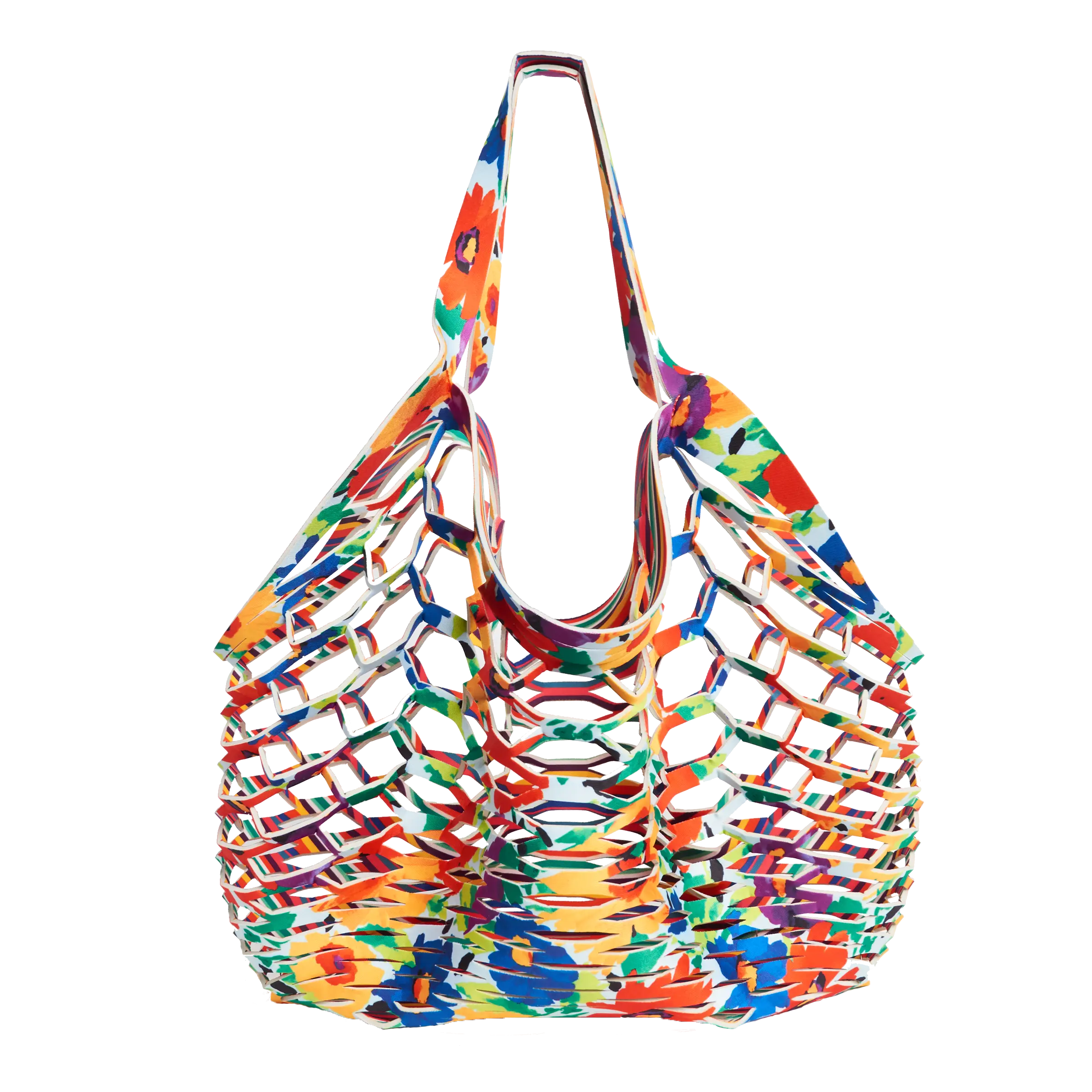 Floral Explosion Candy Stripe Fisherman's Tote Bag - Stylish Beach Tote for Women, Perfect for Summer Outings, Shopping, and Travel Accessories