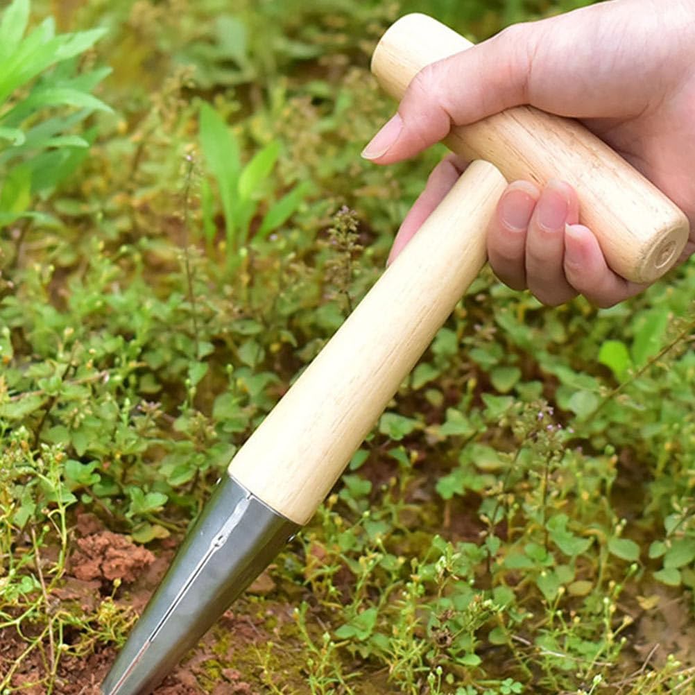 2 Pack Wooden Hand Gardening Tools Set - Stainless Steel Planting Digger & Soil Puncher for Bulbs, Flowers, and Plants | Perfect for Home Garden, Landscaping, and Outdoor Planting