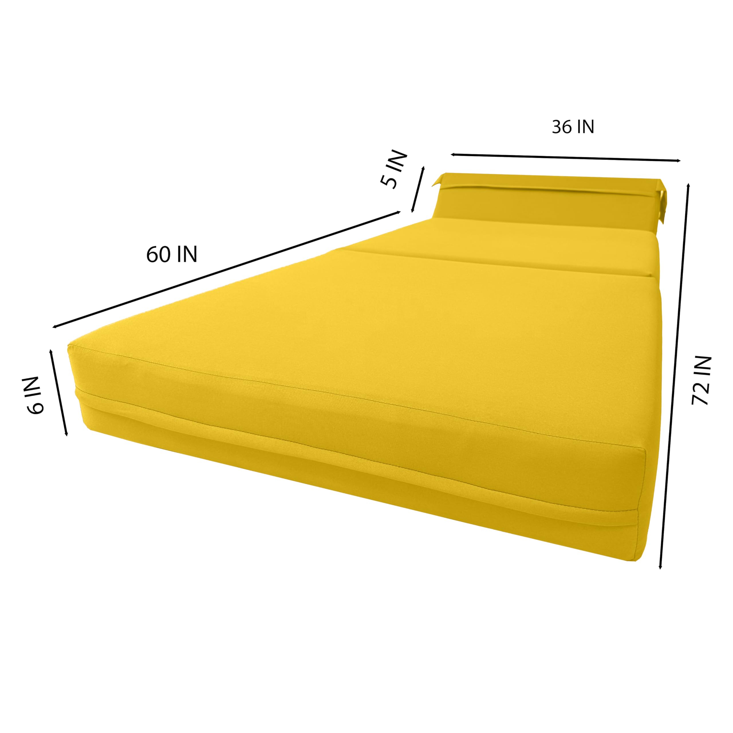 D&D Futon Furniture Yellow Sleeper Chair - Foldable Foam Bed for Studio & Guest Use, High-Density 1.8 lb Foam Sofa (70
