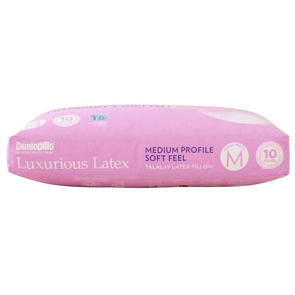 Dunlopillo Luxury Latex Pillow - Medium Firmness & Soft Feel for Side, Back Sleepers - Hypoallergenic & Breathable for Better Sleep