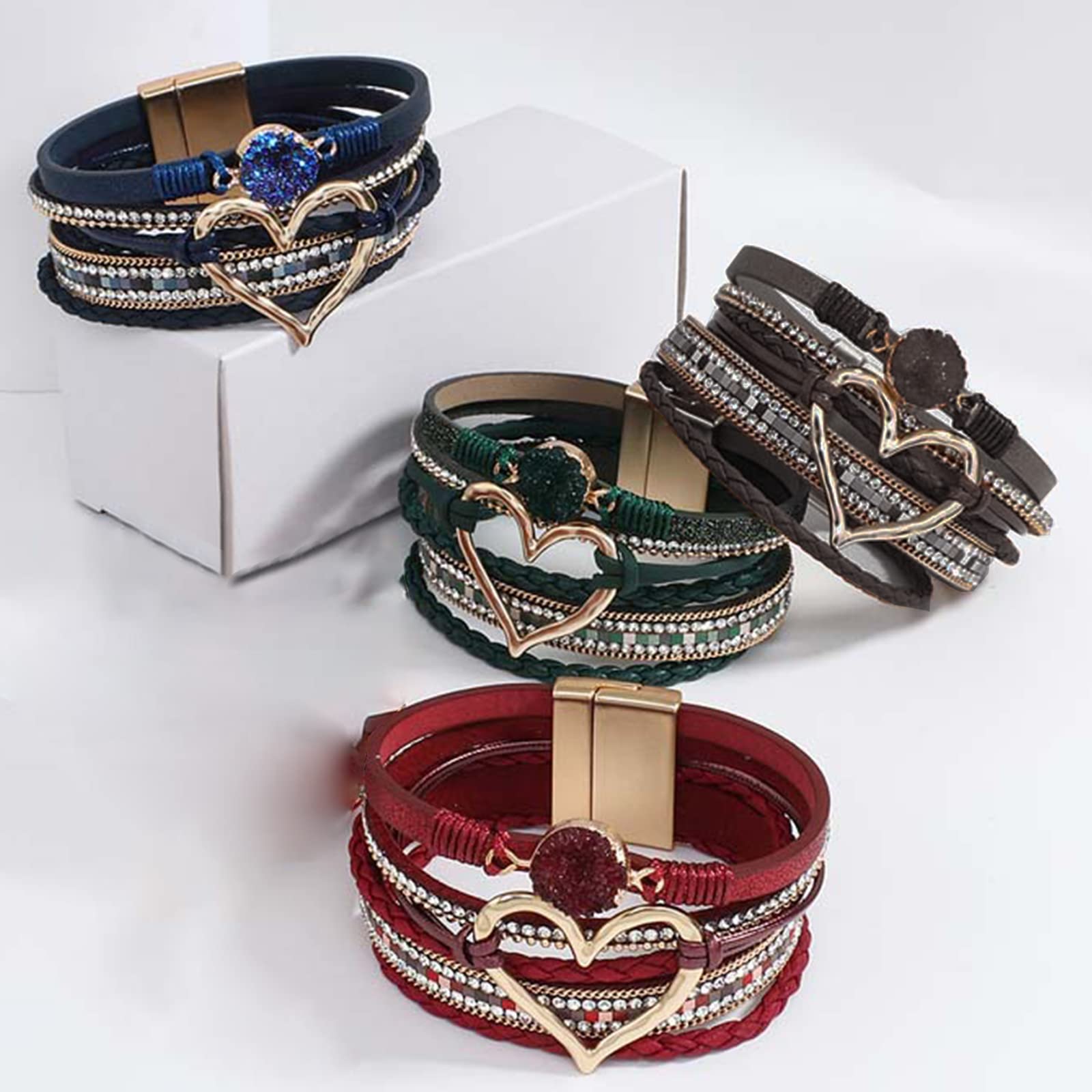 Boho Leather Wrap Bracelets for Women - Trendy Stackable Layered Infinity Bangles, Modern Bohemian Jewelry Gifts | Perfect for Festivals, Beach Parties & Everyday Boho Chic Style