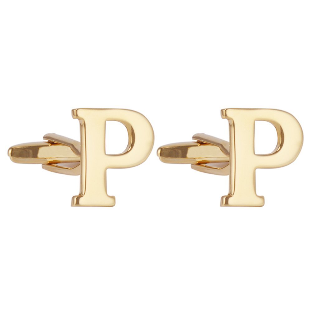Stylish Men's Gold Plated Alphabet Cufflinks Set - Perfect for Weddings, Business & Formal Events - Elegant Gift Box Included