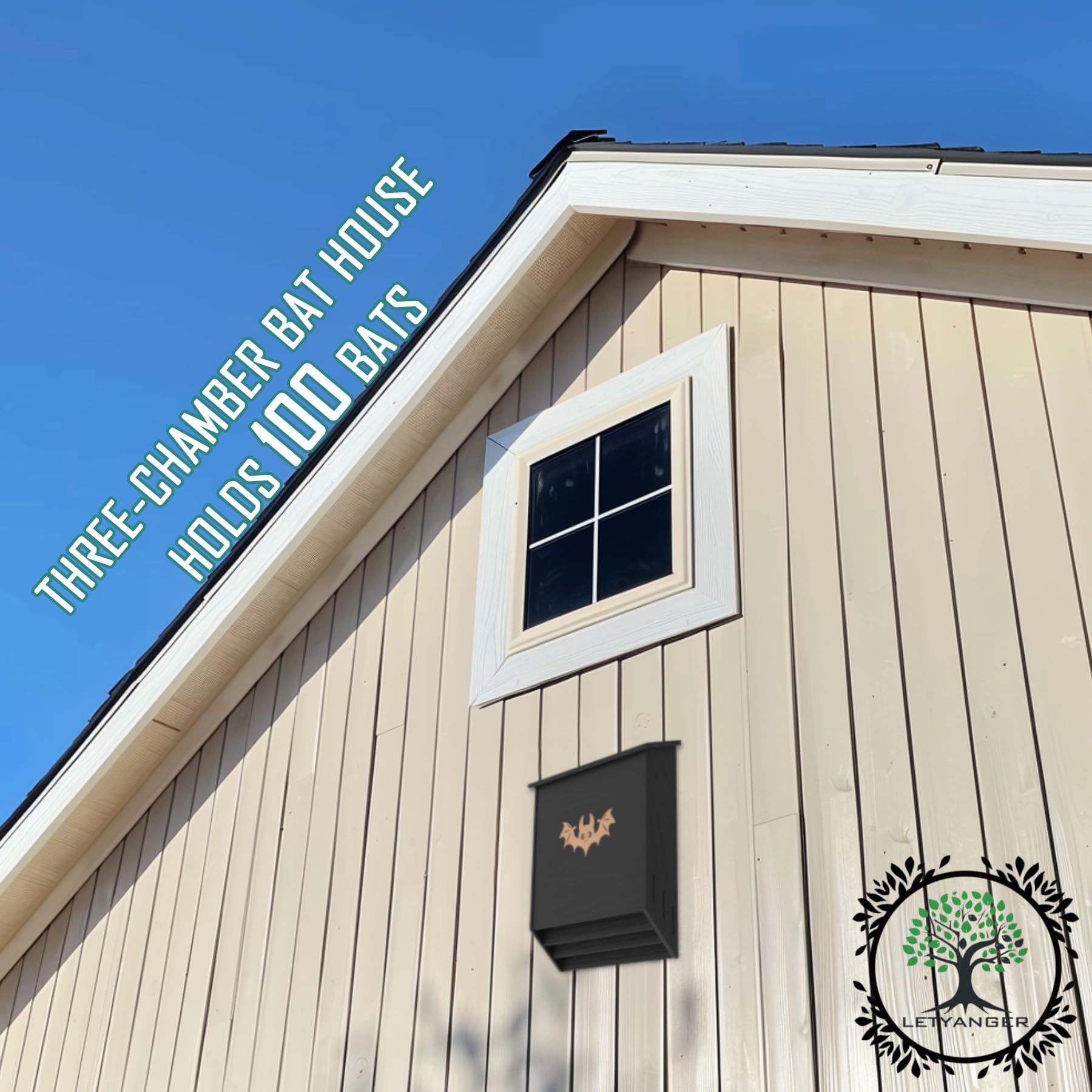 Premium Outdoor Bat Houses - Large 3-Chamber Bat Box for Natural Pest Control | Attracts Bats Easily | Weatherproof & Easy Installation | Perfect for Gardens, Farms & Backyards