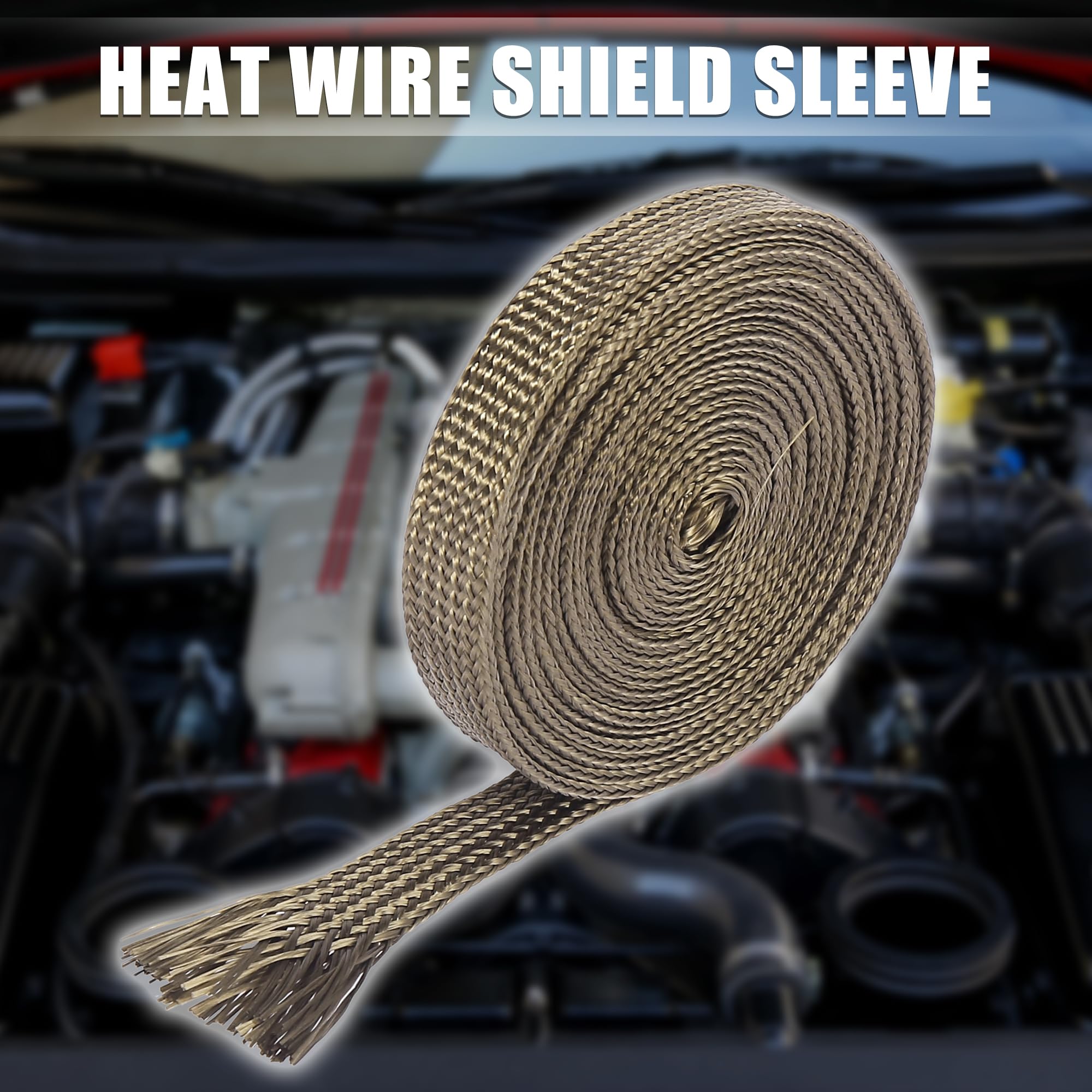 X AUTOHAUX 10ft Fiberglass Heat Shield Sleeve - High Temp Resistant (10mm/3/8
