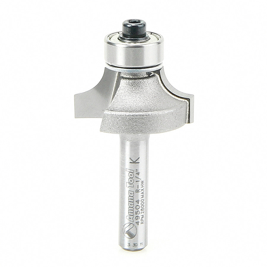 Amana 49504 1/4-Inch Radius Corner Rounding Router Bit with 1/4-Inch Shank - Perfect for Woodworking, Cabinet Making, and DIY Furniture Projects