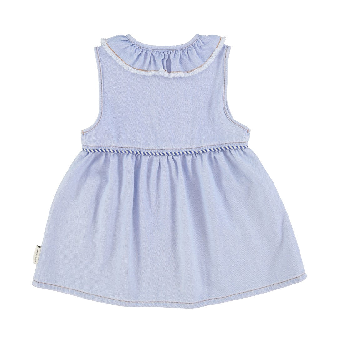 Light Blue Soft Denim Knee Length Dress for Women - Casual Summer Dress with Pockets | Perfect for Beach, Brunch, and Everyday Wear