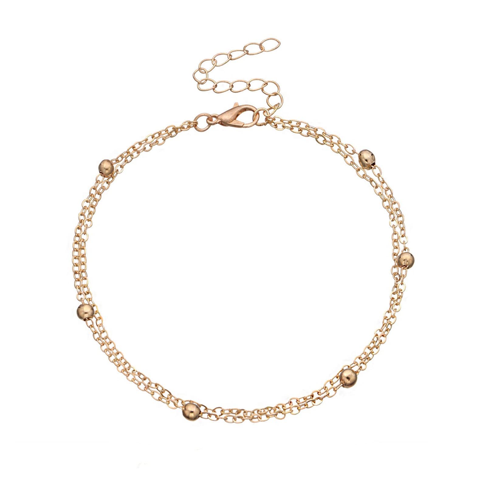 JMERIC 24K Gold Plated Alloy Bead Chain Anklet for Women - Geometric Beach Anklet & Couple Promise Bracelet - Boho Chic Jewelry for Summer Vacation, Date Night and Gift Giving