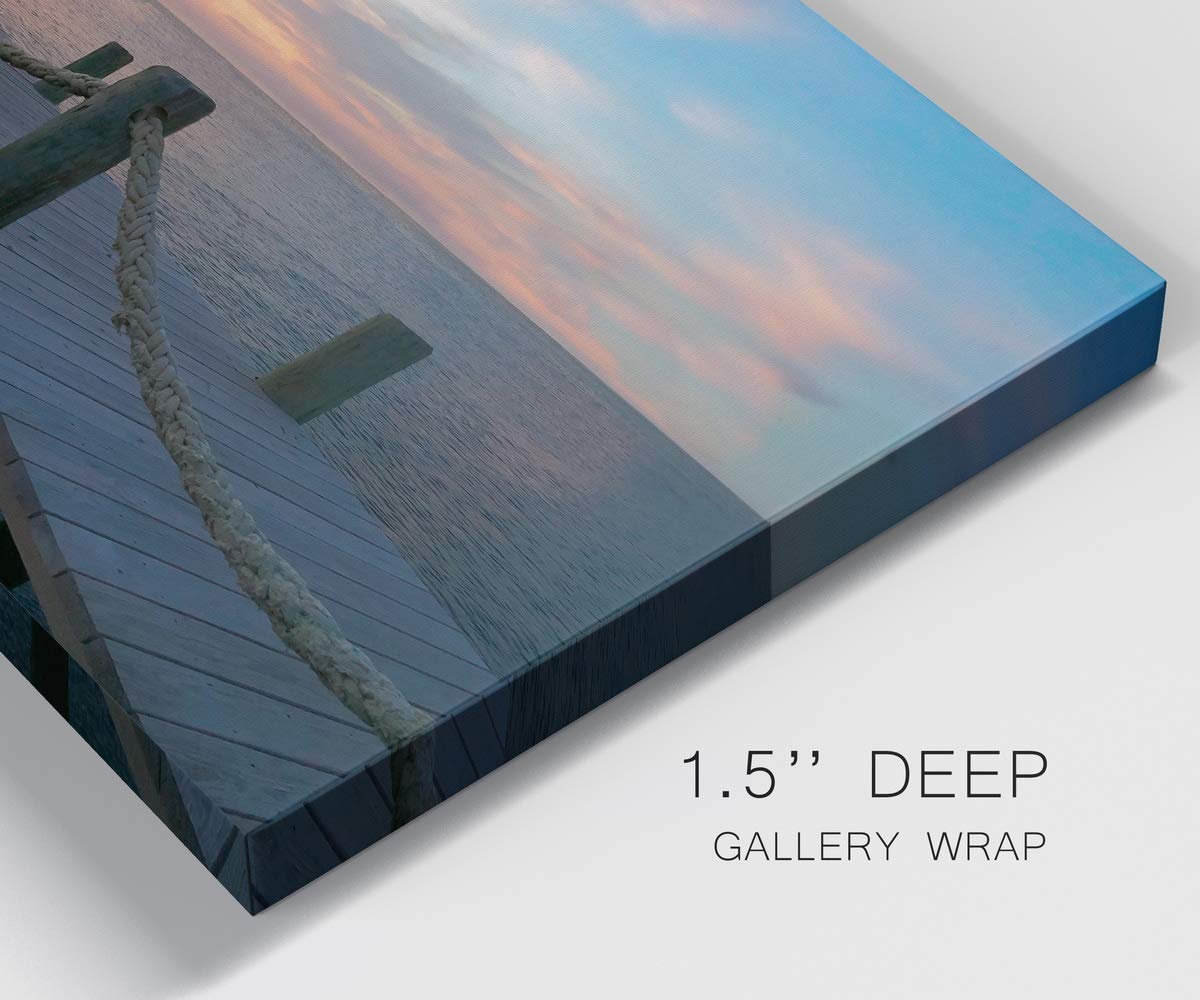 Modern Ocean Sunrise Canvas Wall Art - Blue Beach Landscape Print for Living Room, Bedroom, Bathroom & Office Decor - Ready to Hang 20x40 Inches - Perfect for Coastal, Boho & Minimalist Home Styling