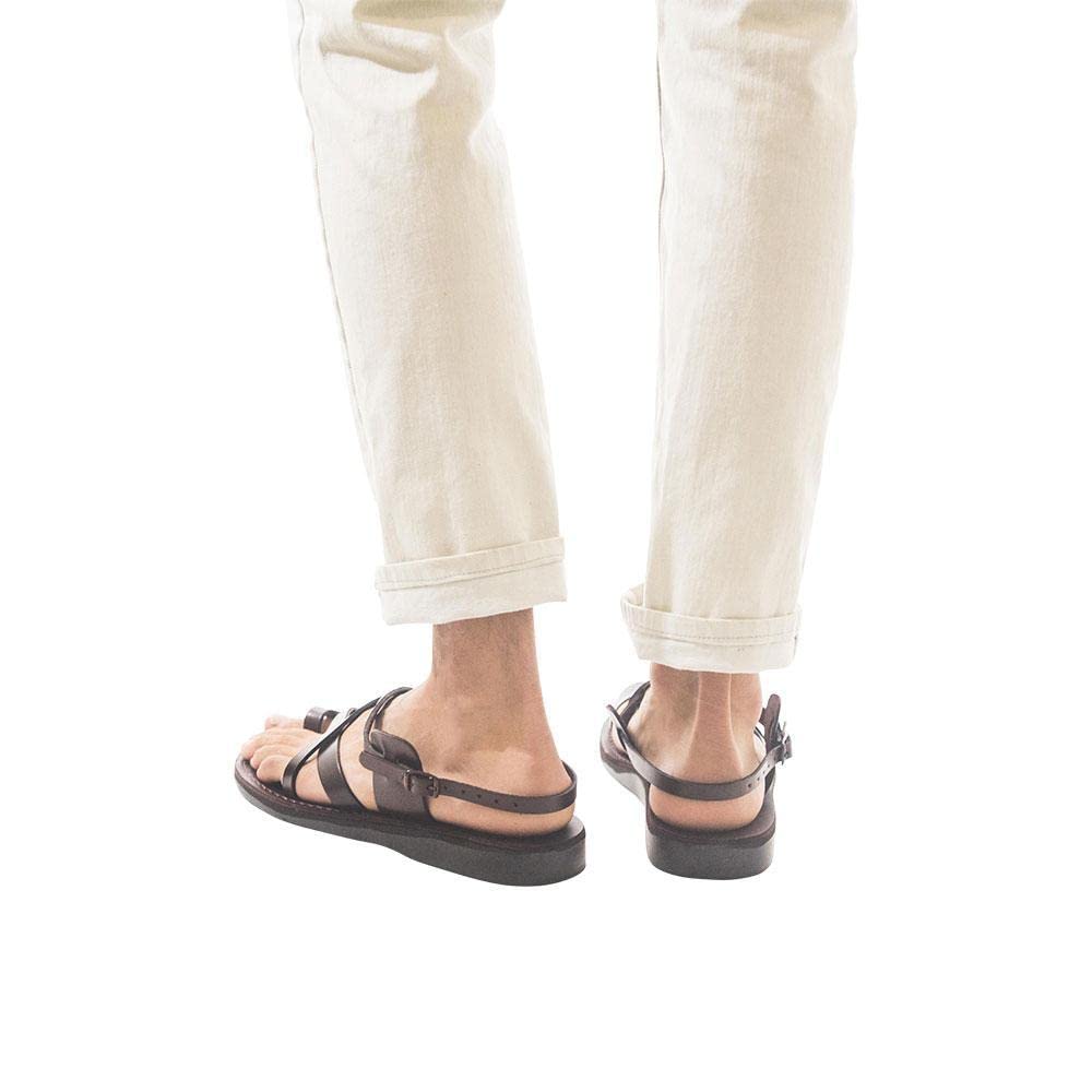 **The Good Shepherd Buckle - Premium Leather Toe Loop Sandals for Men - Comfortable & Stylish for Beach, Travel & Casual Wear**