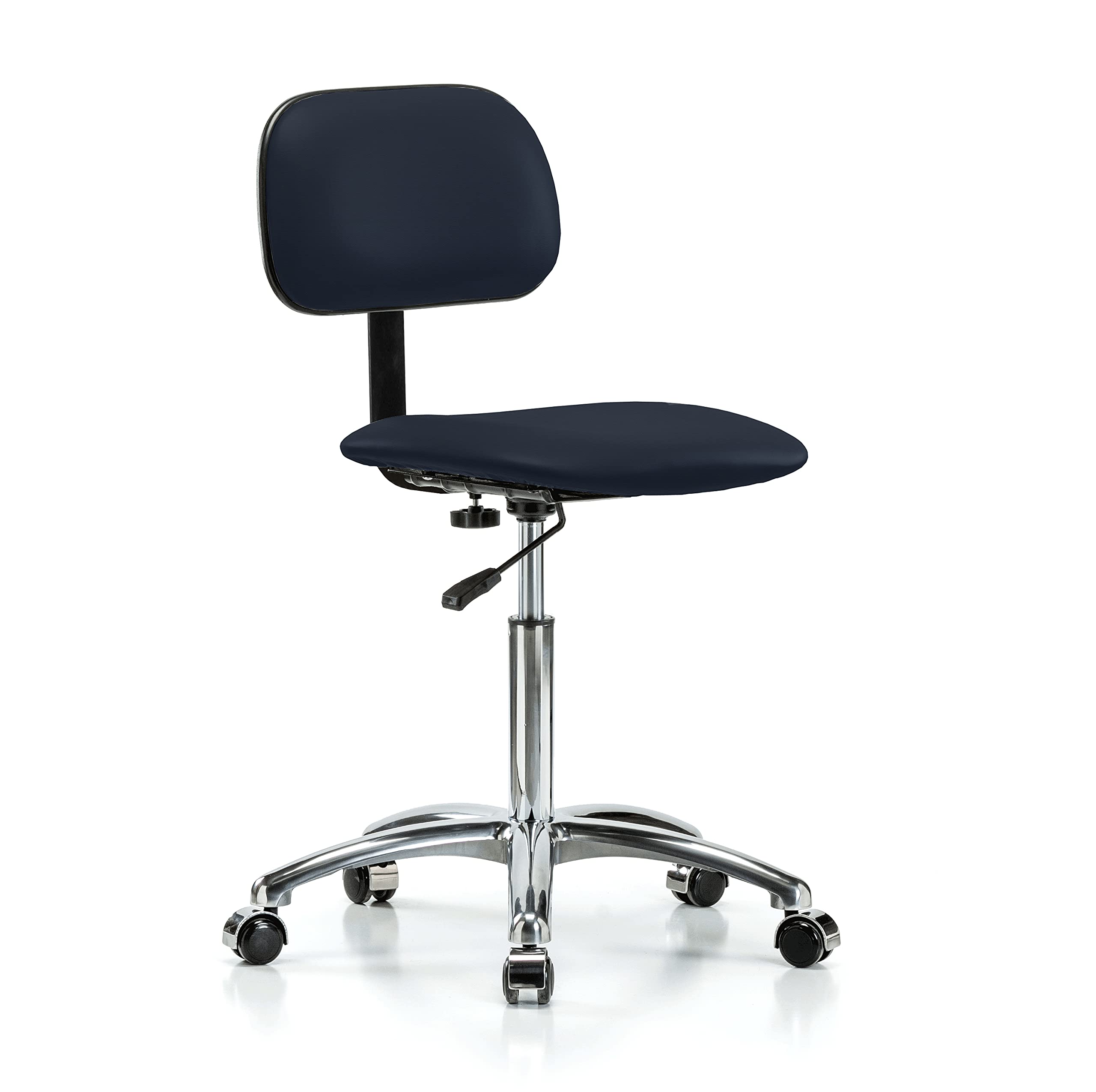 Adjustable Rolling Lab Chair with Chrome Base - Ergonomic Office Chair for Hardwood & Tile Floors, Workbench Height, Imperial Fabric - Perfect for Home Office, Laboratory & Workshop Use