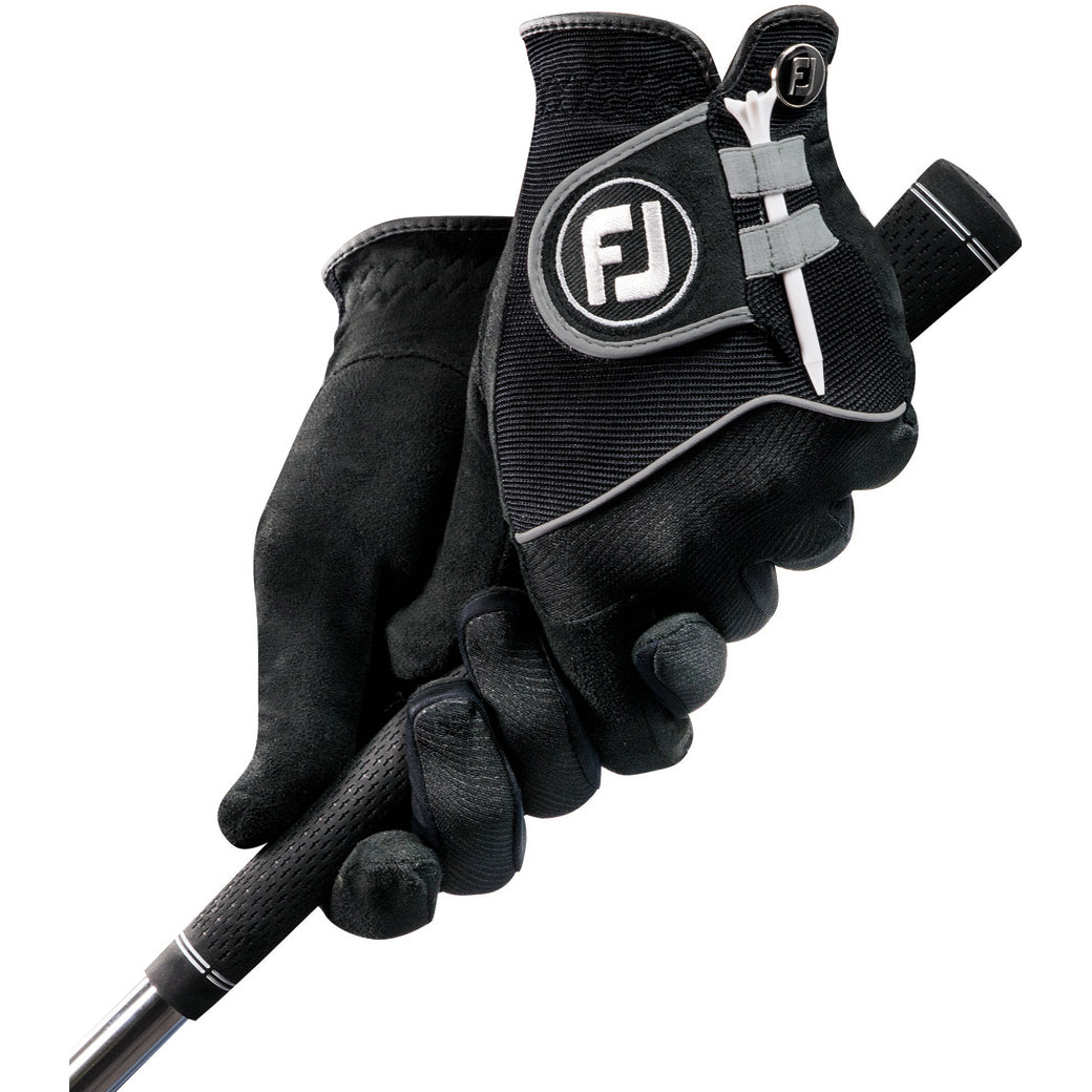 FootJoy RainGrip Waterproof Golf Gloves for Men - Black - All-Weather Performance for Rainy Day Golfing & Wet Conditions