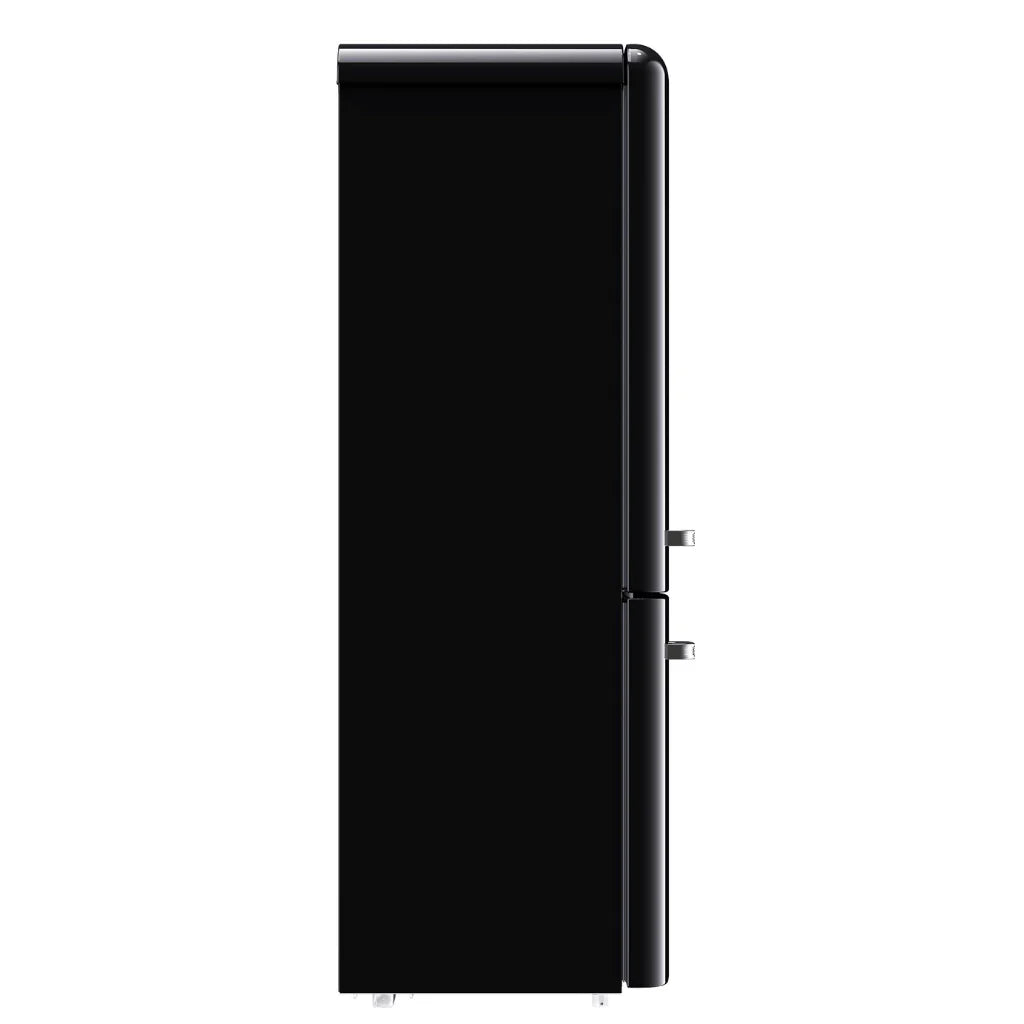 CHiQ 231L Retro Bottom Mount Refrigerator - Black (CRBM229NB3) | 5-Year Warranty | Vintage Style Kitchen Appliance for Home, Bar & Office Use