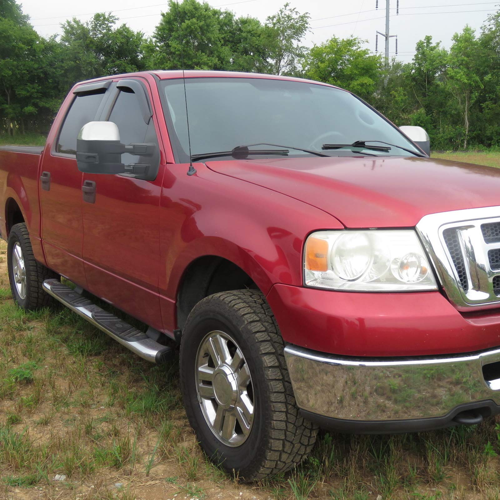 2007-2014 Ford F150 Power Heated Chrome Telescoping Tow Mirrors with Smoked LED Turn Signals - Perfect for Towing, Off-Roading & Night Driving