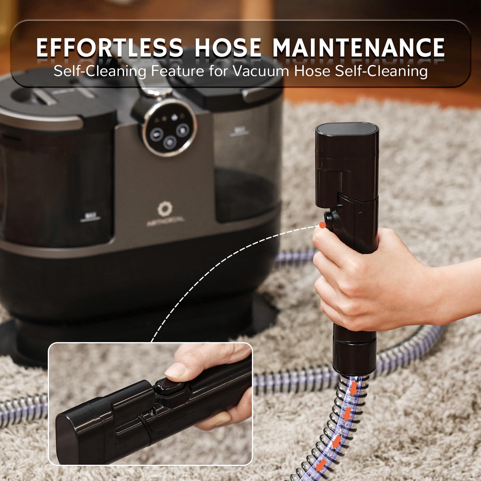 Airthereal S1 Portable Carpet Cleaner Machine - 14Kpa Deep Cleaning with Instant Heating, Self-Cleaning Function for Pet Hair, Stains & Odors | Perfect for Upholstery, Stairs, Car Seats & Couches | Home & Auto Cleaning Solution
