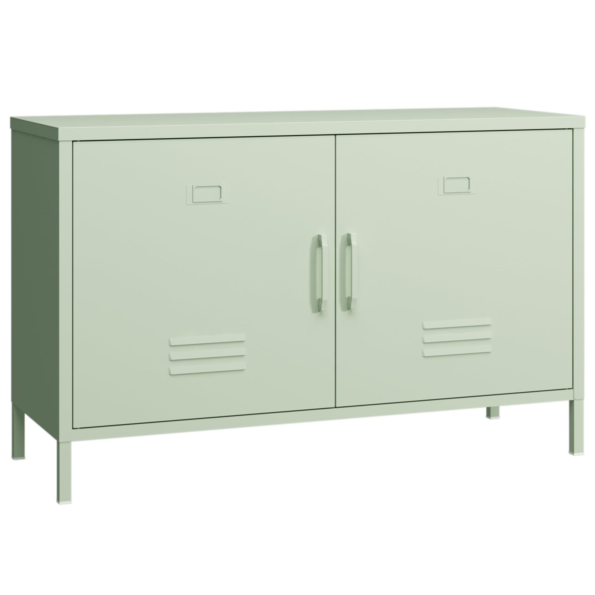 2 Door Metal Accent Cabinet - Mint Green Storage Cabinet with Adjustable Shelf, 2-Tier Office Organizer | Multipurpose Locker for Home, Office & Music Studio | Space-Saving Storage Solution for Small Spaces & Clutter Control