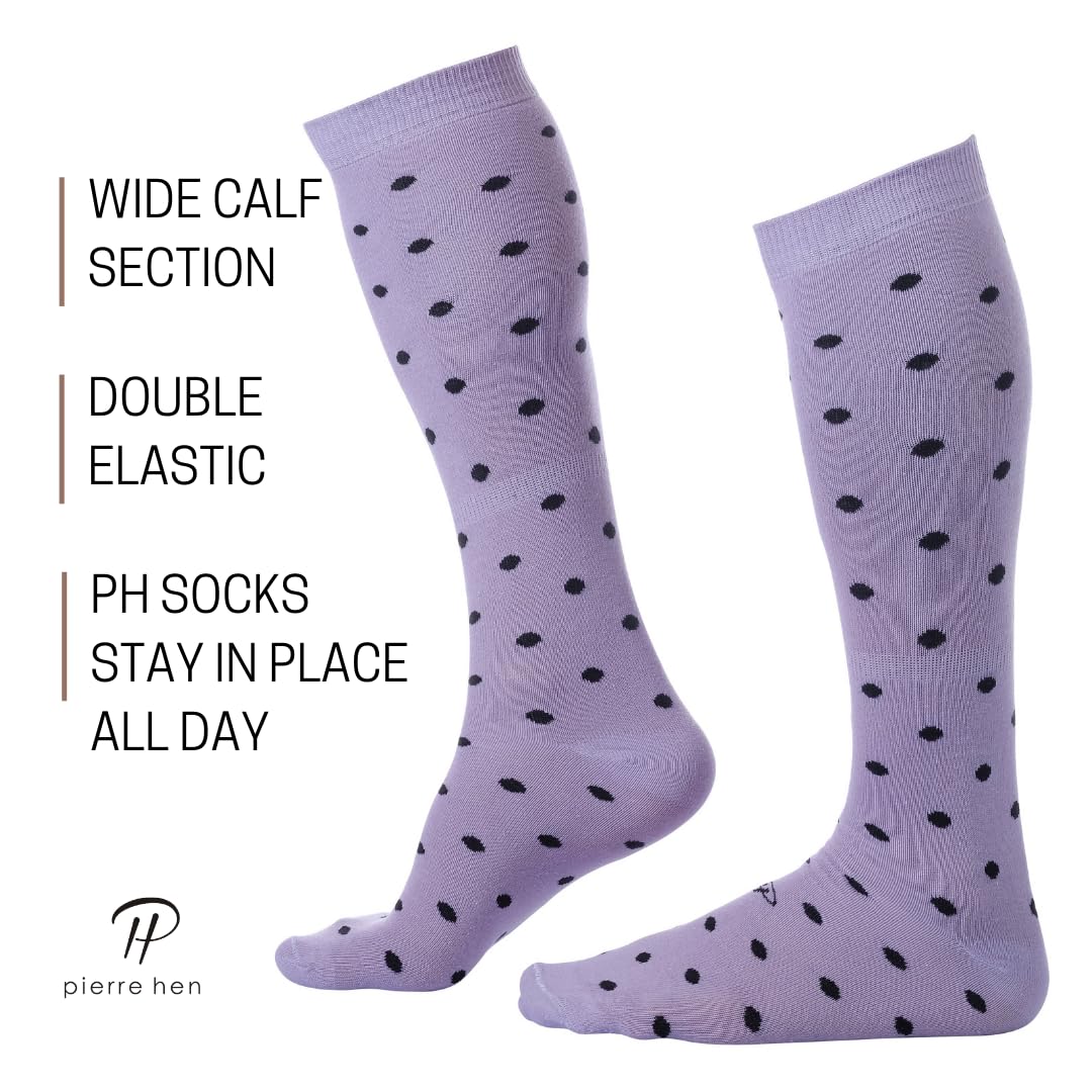 Pierre Henry Men's Over the Calf Dress Socks (9-Pack) | Colorful Funky Cotton Dress Socks for Business & Casual Wear | Perfect for Office, Parties & Formal Events