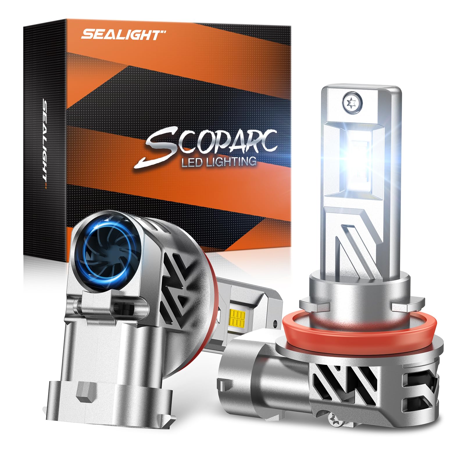 SEALIGHT H11 H8 H16 Fog Light Bulbs - 1:1 Size Replacement, 2-Pack Cool White LED Fog Lights for Cars, Trucks, SUVs - Perfect for Night Driving and Bad Weather Conditions