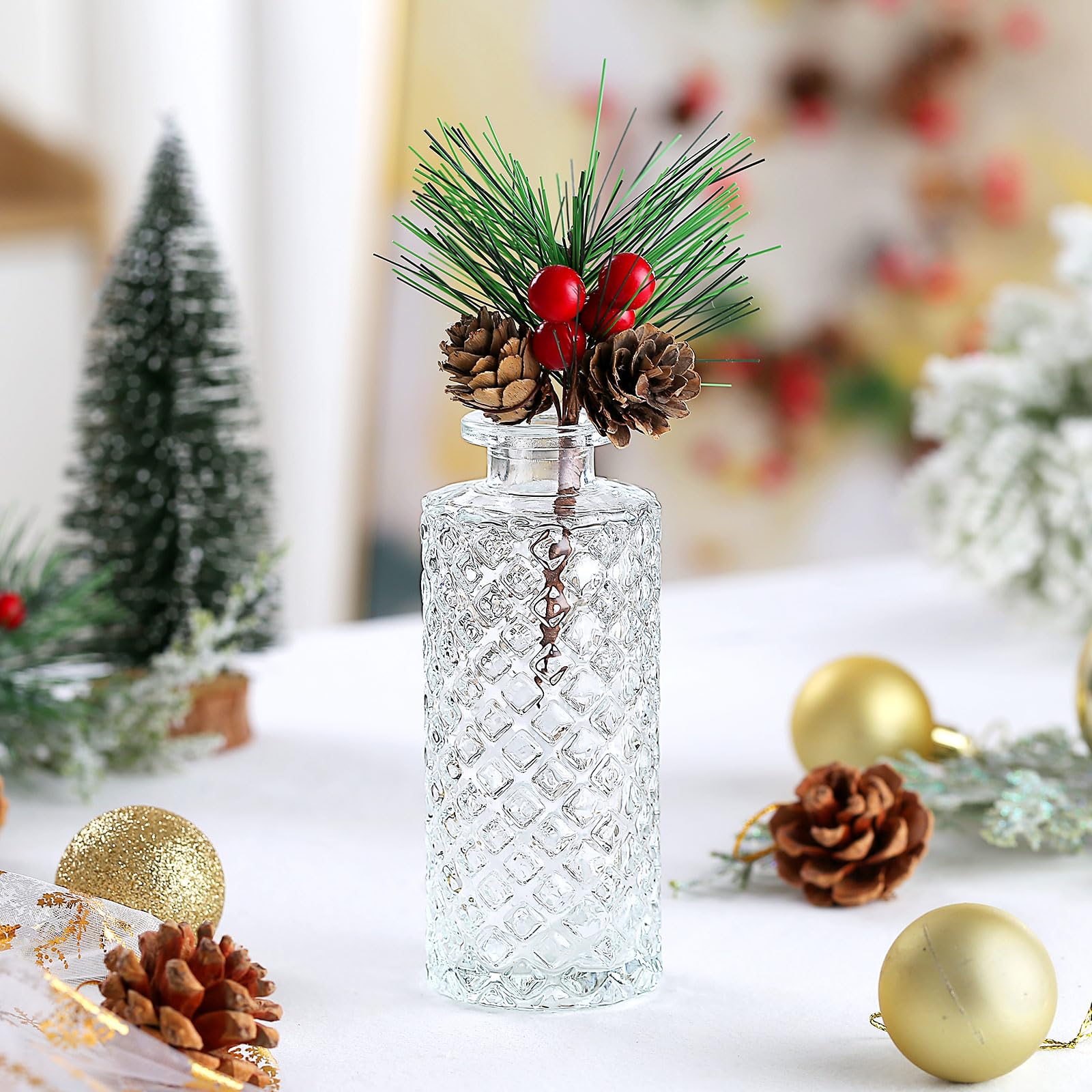 30-Piece Bulk Glass Bud Vases Set - Small Clear Flower Vases for Wedding Centerpieces, Table Decor, Christmas Home Decor - Perfect for Wedding Receptions, Holiday Parties & Floral Arrangements (Clear, 30 pcs)