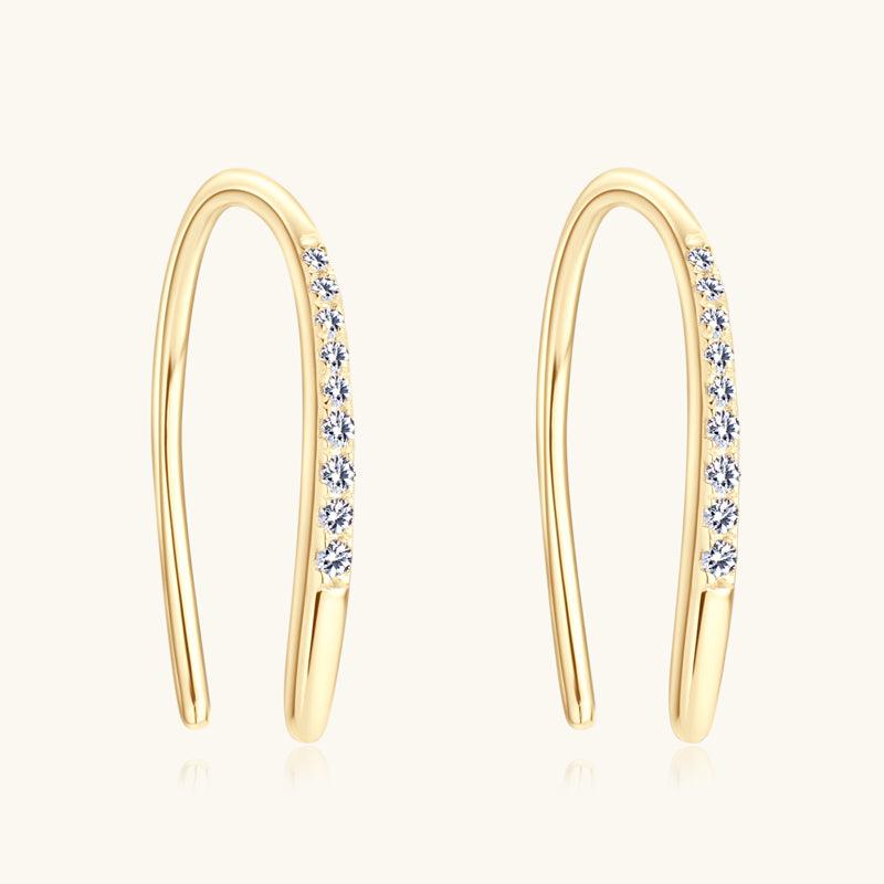 Luxury Moissanite Pavé Threader Earrings for Women - Hypoallergenic 14K Gold Plated Dainty Elegant Jewelry - Perfect for Weddings, Parties & Everyday Wear
