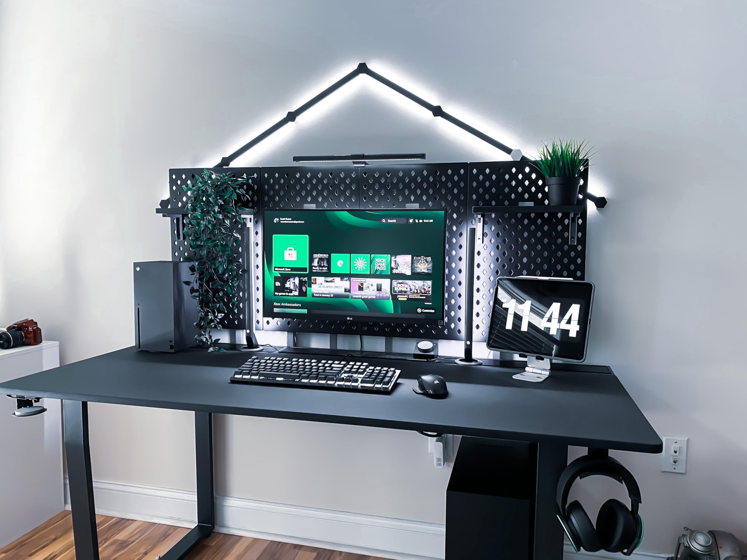 DEZCTOP Bifrost 160 63W x 28D Gaming Computer Desk with Shelves & Pegboard - Large Workstation for PC Gaming & Home Office - Built-in Cable Management, Stainless Steel Frame (Black) - Perfect for Esports, Streaming & Remote Work Setup