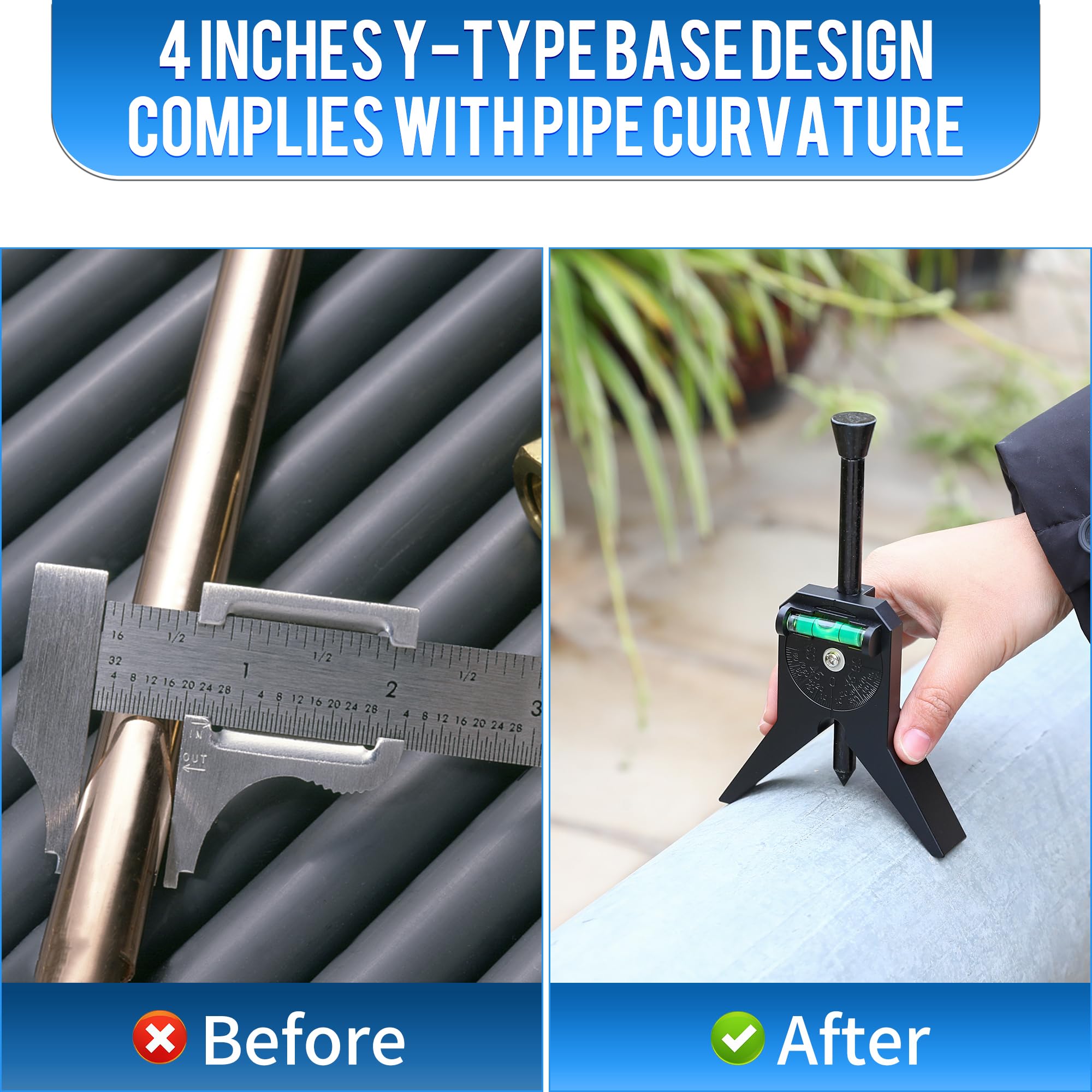 Magnetic Pipe Center Finder Tool - Adjustable Y-Shape Design for Measuring 0.5