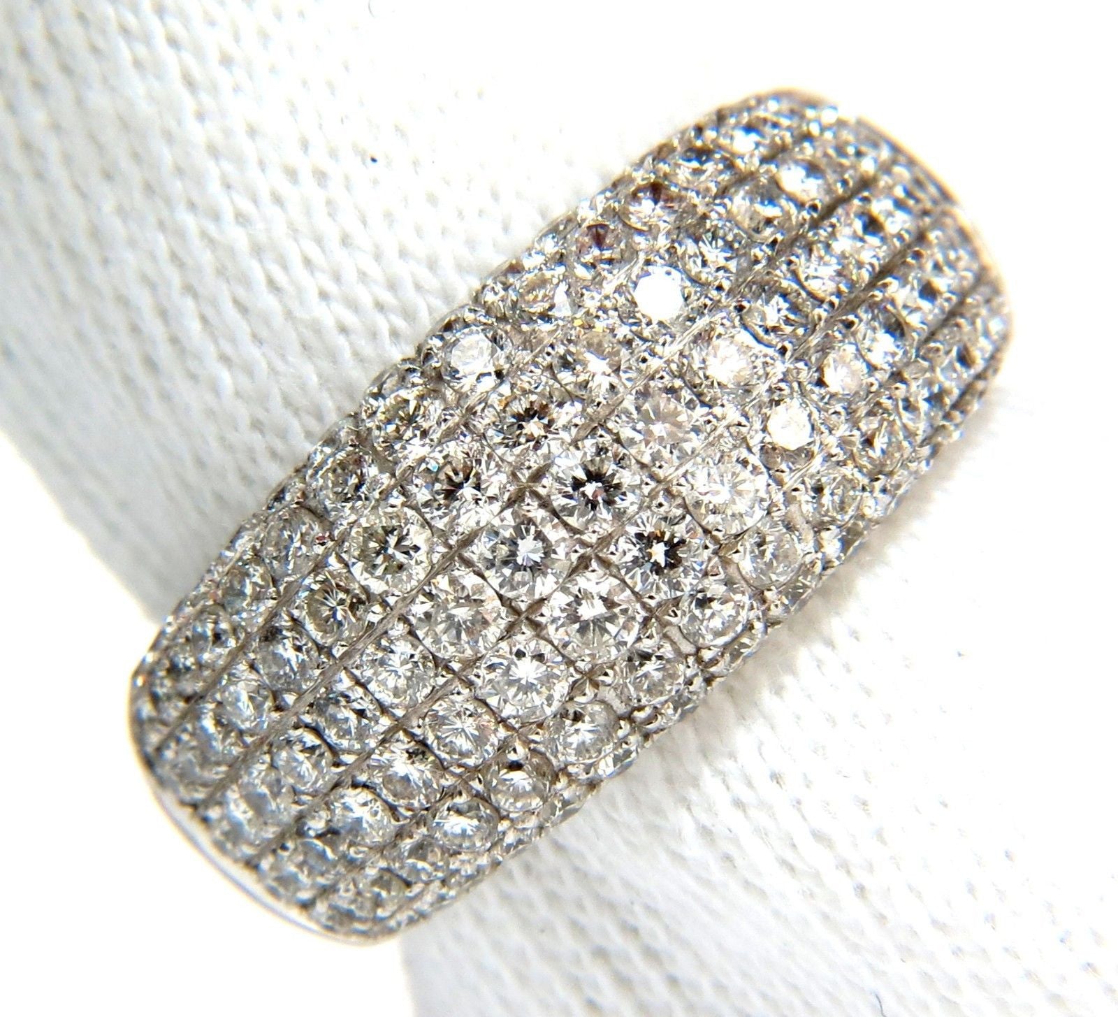 2.77CT Full Cut Diamond Bead Set Wide Band Ring - 18KT White Gold, 10MM Width, Size 6.75 - Elegant Wedding Band, Anniversary Gift & Everyday Luxury Jewelry
