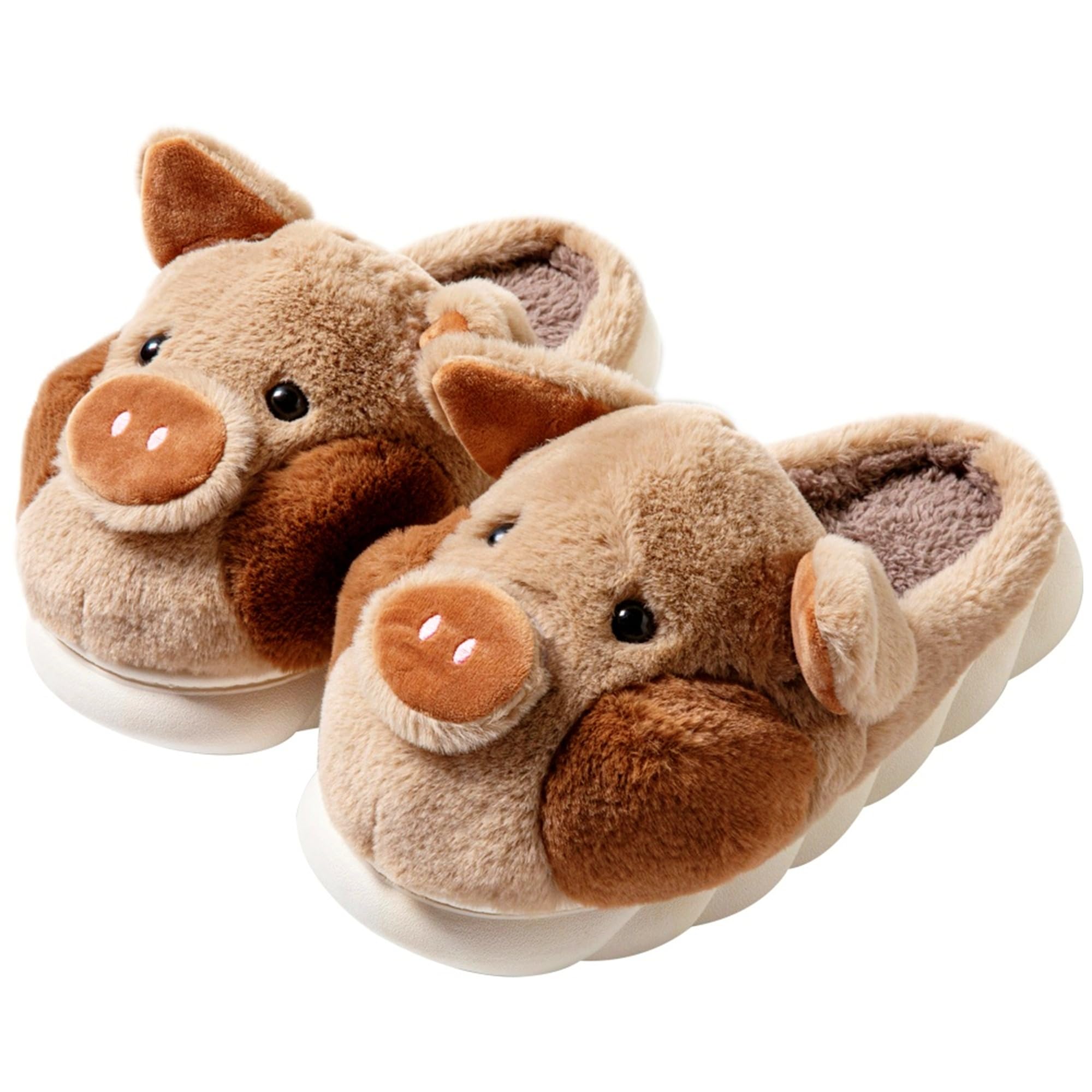 LANFIRE Women's Cozy Cotton Pig Slippers - Plush Animal House Shoes for Adults - Perfect for Home, Lounge & Indoor Comfort
