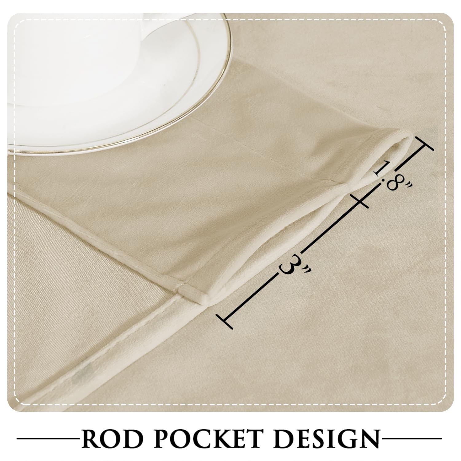 StangH Beige Velvet Blackout Curtains - Thermal Insulated Window Drapes for Nursery & Bedroom, Elegant Home Decor for Office & Dining Room, 52x84 Inches, 2 Panels | Perfect for Light Control, Energy Savings & Stylish Interior Design